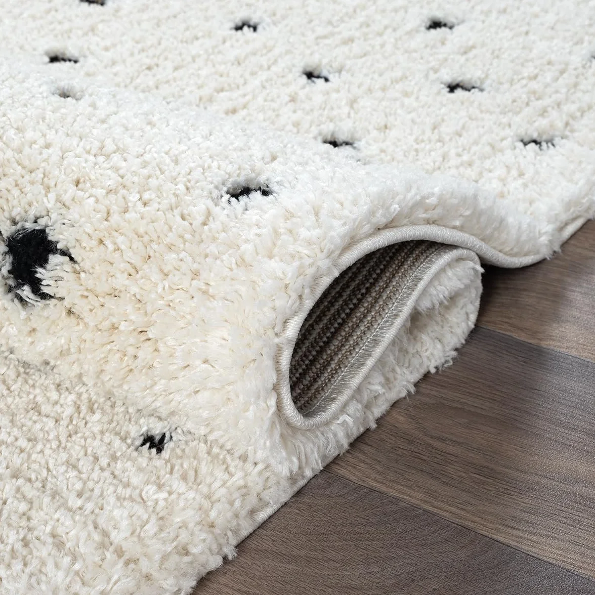 the carpet Bahar Shaggy elegancki designerski dywan do salonu, miękki i łatwy w pielęgnacji, z wysokim runem, w kolorze kremowym, 160 x 230 cm
