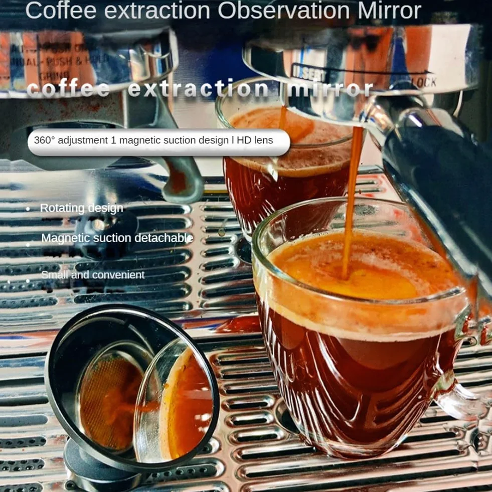 360° Espresso Shot Mirror Ekstrakcja kawy Odblaskowe lustro do bezdennego Portafilter Magnetyczne regulowane narzędzia B, trwałe, łatwe w instalacji