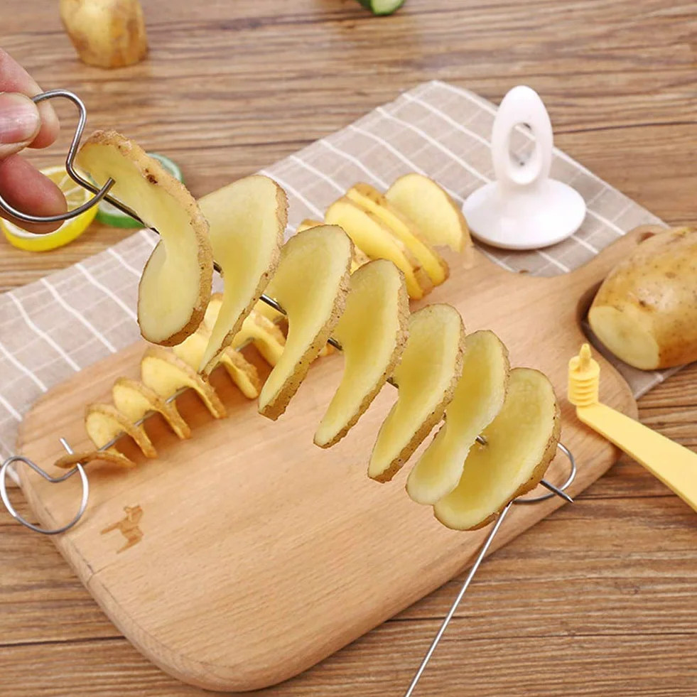 Tornado Spiralna Krajalnica do Ziemniaków Ręczna Krajalnica do Smażenia Warzyw Spiralizer Chips Maker DIY Ręczna Spiralizator do Warzyw Twister Tarka Obieraczki Krajalnice (Jak pokazano)