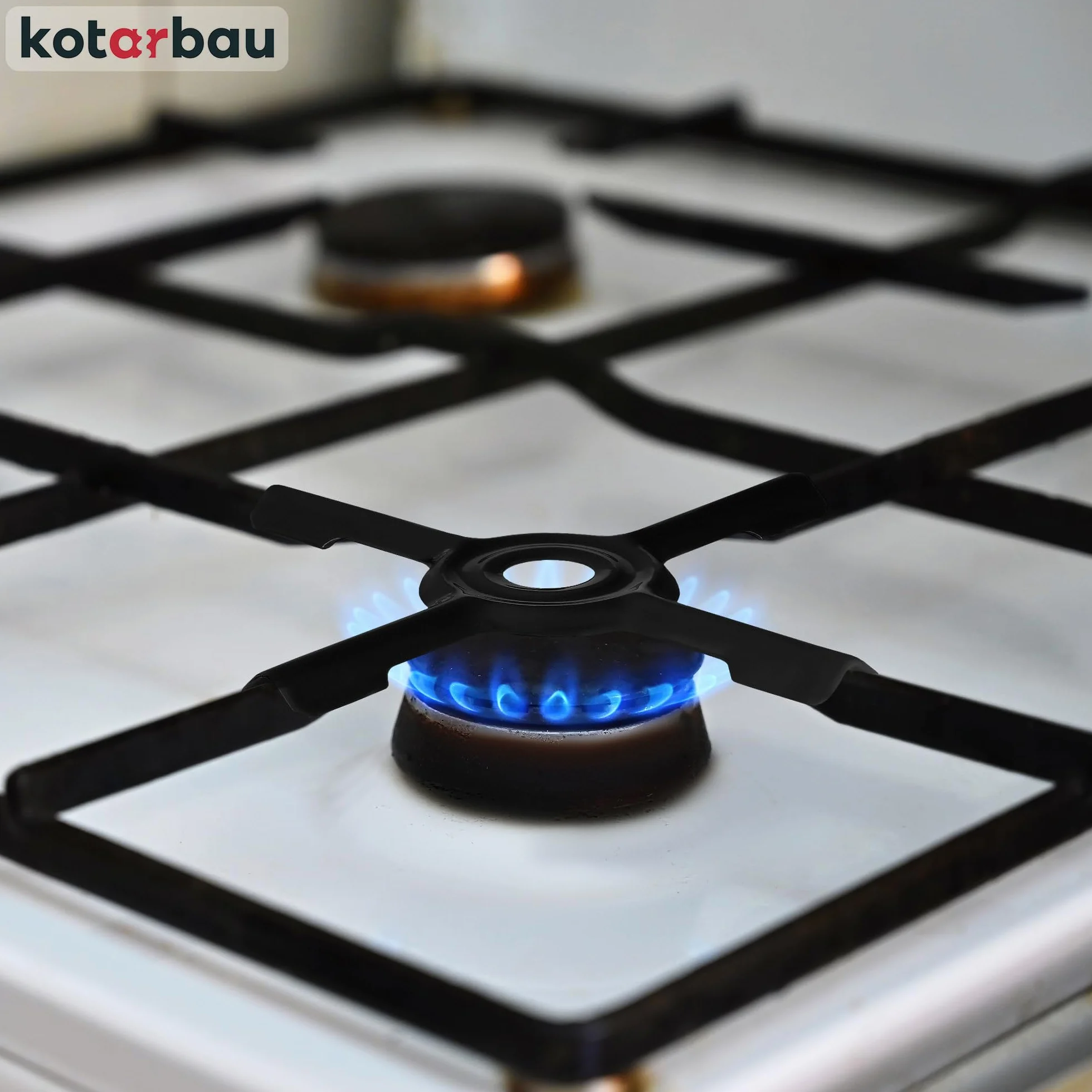 KOTARBAU® Zestaw 4 emaliowanych krzyżaków na kuchenkę gazową, 125 x 125 mm, blachy, nakładka na kuchenkę gazową, do kuchenek gazowych, nasadki, akcesoria do kuchenki gazowej