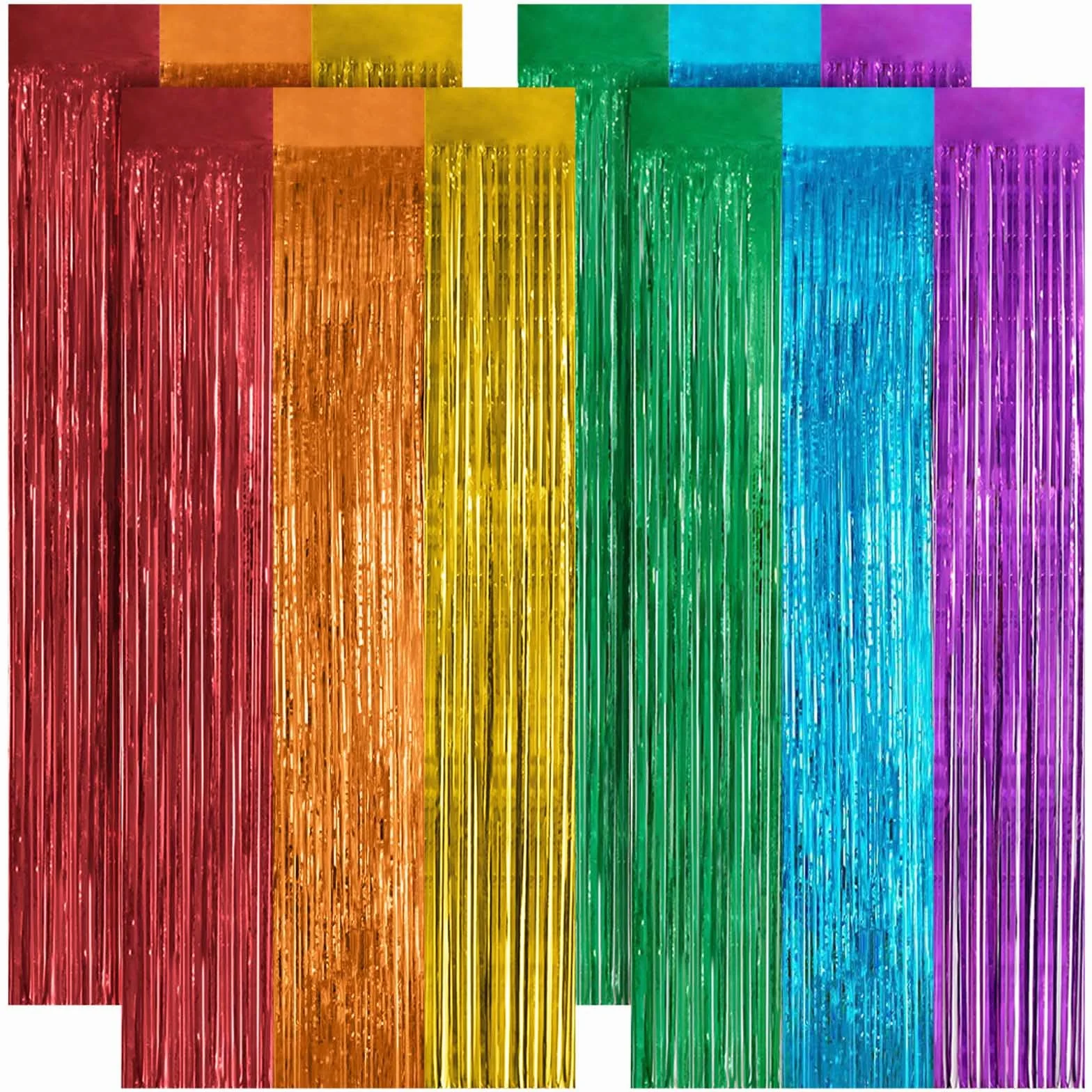 OFFCUP Tinsel Foliowa Zasłona z Frędzlami 1x2m, Błyszczące Serpentyny dla Urodzin, Ukończenia Szkoły, ślubu, Zaręczyn, Wieczoru Panieńskiego (kolor, 4 szt.)