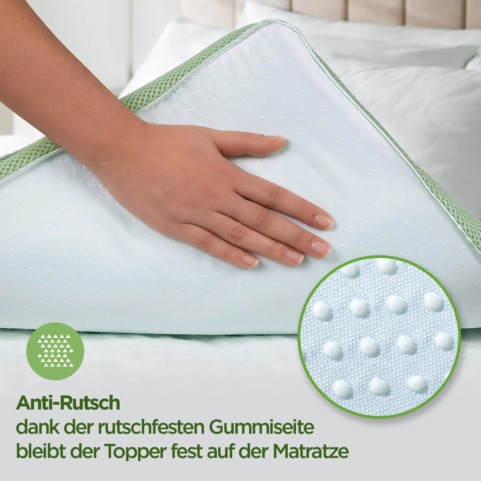 Vitapur Topper Aloe Vera – 70 x 190 cm, pianka memory 4 cm ze strukturą piramidy, zapach aloesu, nadaje się do prania, nakładka na materac