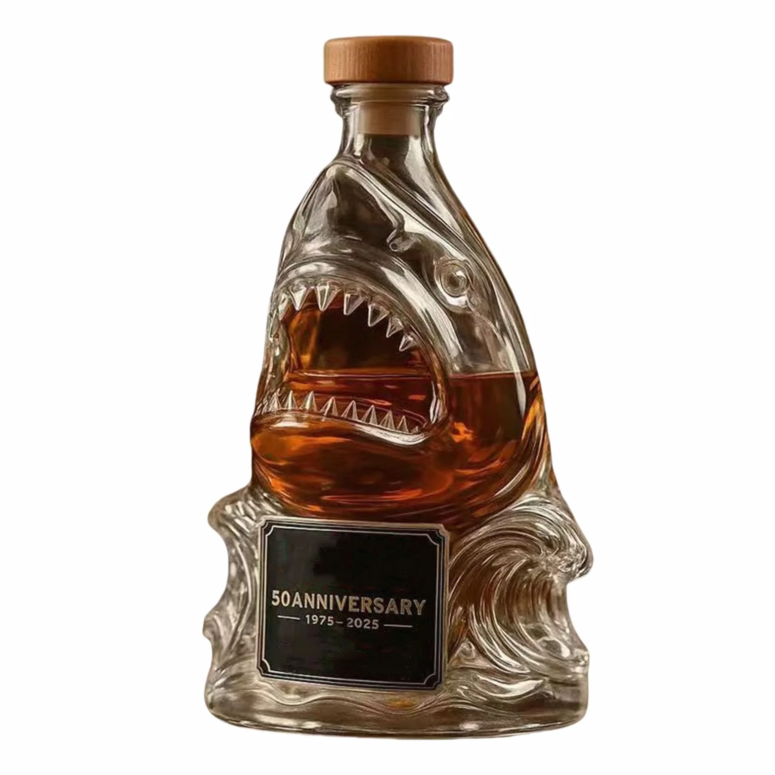 300 ml 3D figurka rekina w butelce wina, zabawna szklana karafka do whisky, figurki zwierząt, baru, biura(E)
