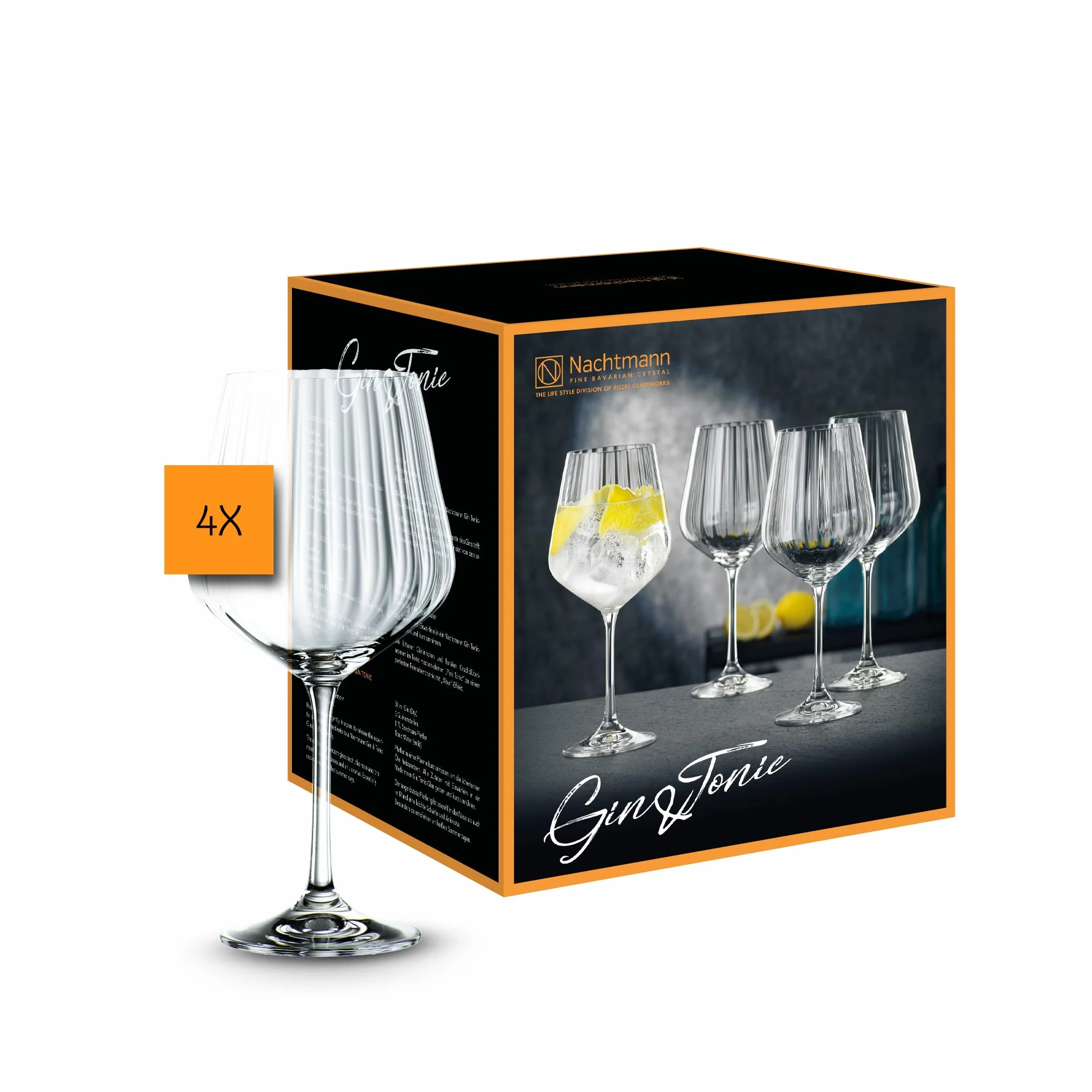 Nachtmann Gin & Tonic Zestaw Kieliszków, Szkło, Przezroczysty, 4 elementy