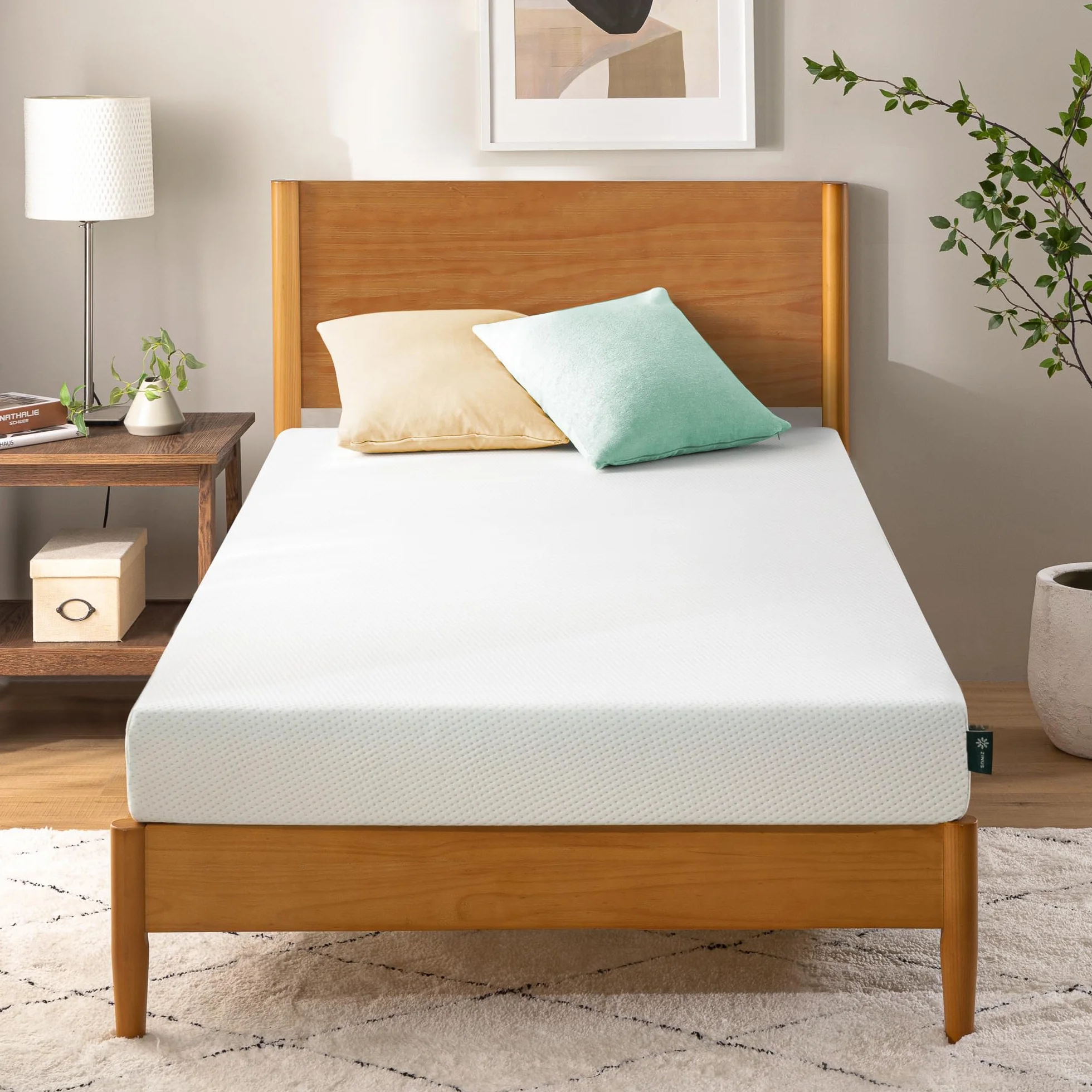 Zinus Materac piankowy Visco, 90 x 200 cm, komfortowy materac o średnim stopniu twardości, poszewka pikowana, wysokość 11 cm, certyfikat Oeko-Tex, szary