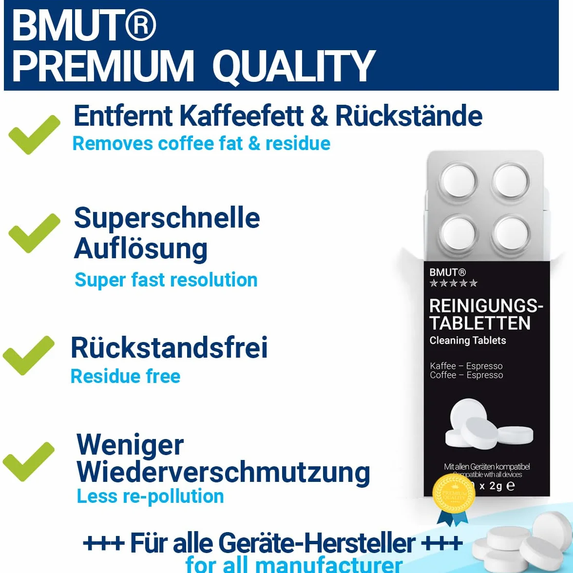 Tabletki czyszczące do ekspresów do kawy BMUT 20 sztuk do Jura, Siemens, Delonghi, Krups