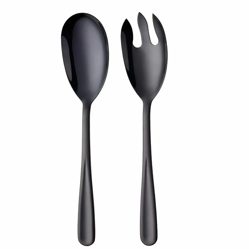 Do Buy ing łyżka do sałaty i widelec do sałatek czarny zestaw sztućców do sałaty ze stali nierdzewnej 2 sztuki 30,5 cm długości