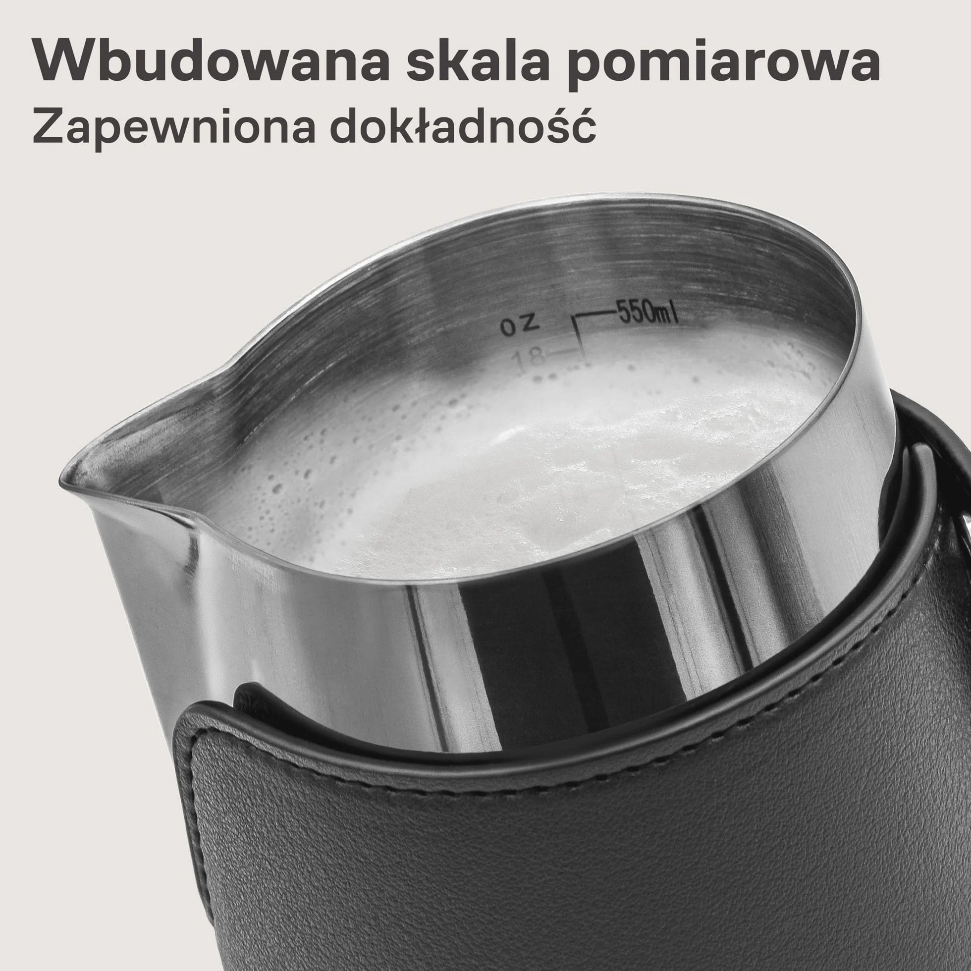 Cosumy Dzbanek do Spieniania Mleka ze Stali Nierdzewnej 500 ml - Z Podziałką - Do Latte Art - Akcesoria Baristy