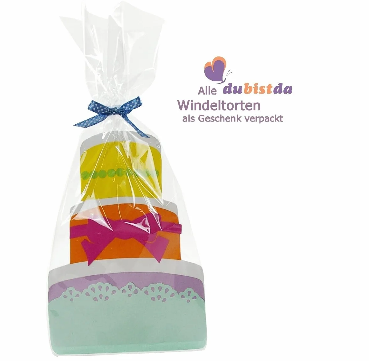 Pieluchy tort All Jute | na narodziny dziecka (2-poziomowy, morelowy)