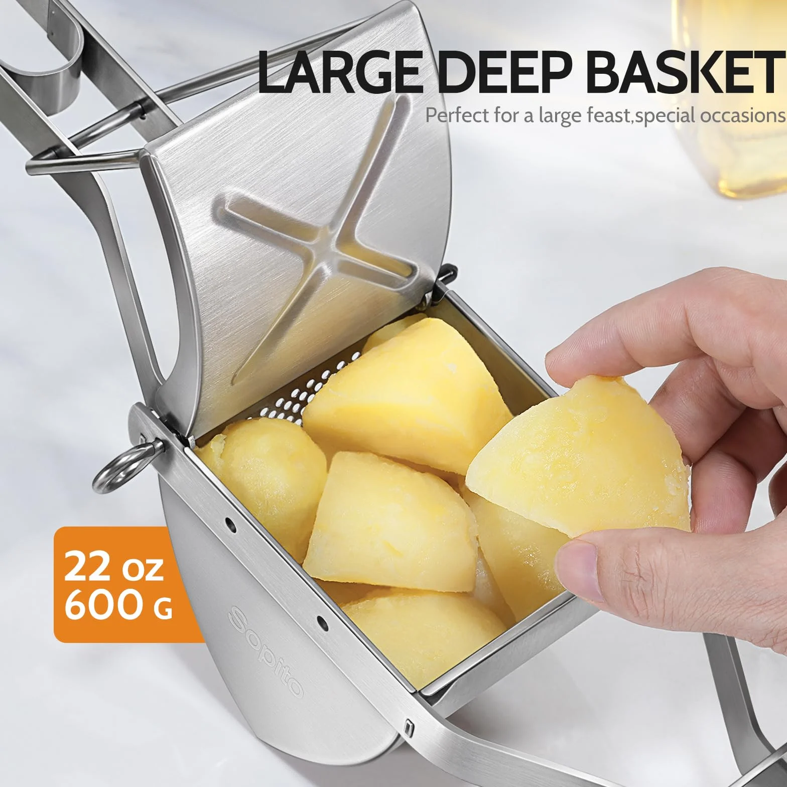 Sopito Prasa do ziemniaków ze stali nierdzewnej, wielofunkcyjna, do owoców, warzyw, do robienia puree, rozgniatania ziemniaków
