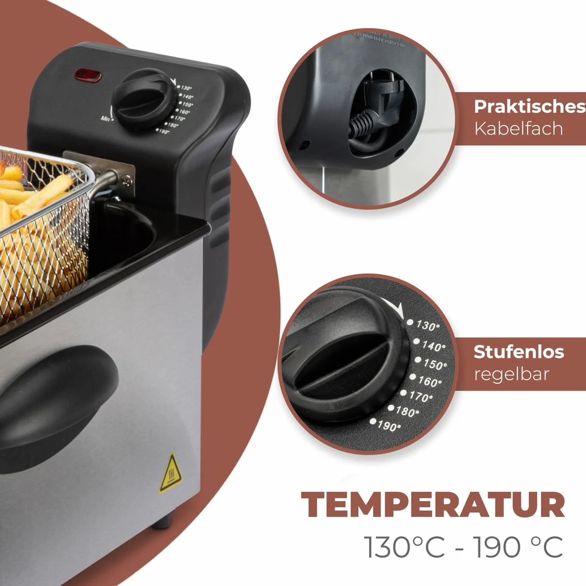 Clatronic 263684 friteuse Unique Autonome 2000 W Noir, Acier inoxydable