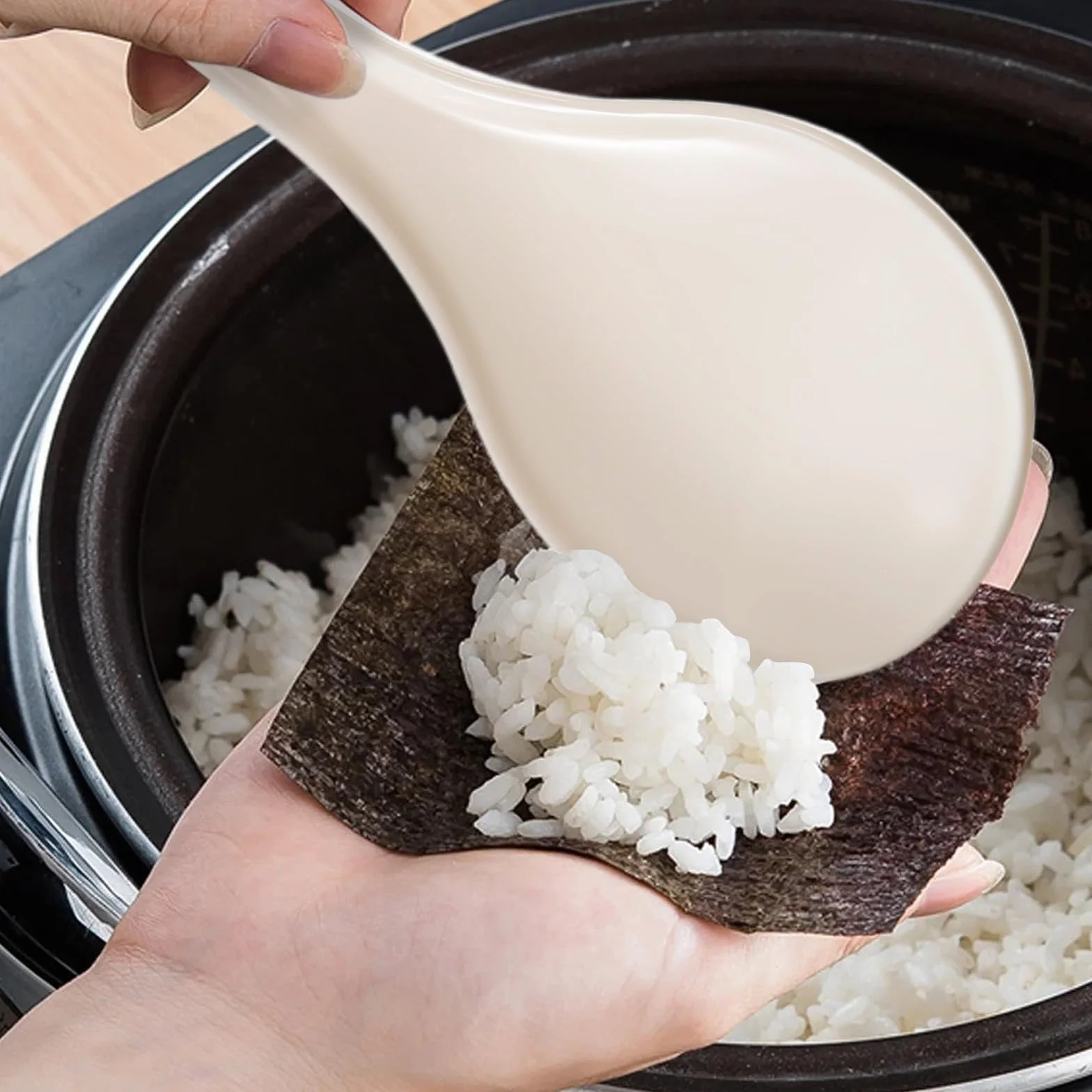 Plastikowe wiosło do ryżu, nieprzywierająca łyżka do ryżu, biała szpatułka do ryżu, do kuchni, gotowania ryżu, łyżka do serwowania ryżu, 20 cm, do restauracji, naczyń kuchennych, multicooker, 2 szt.