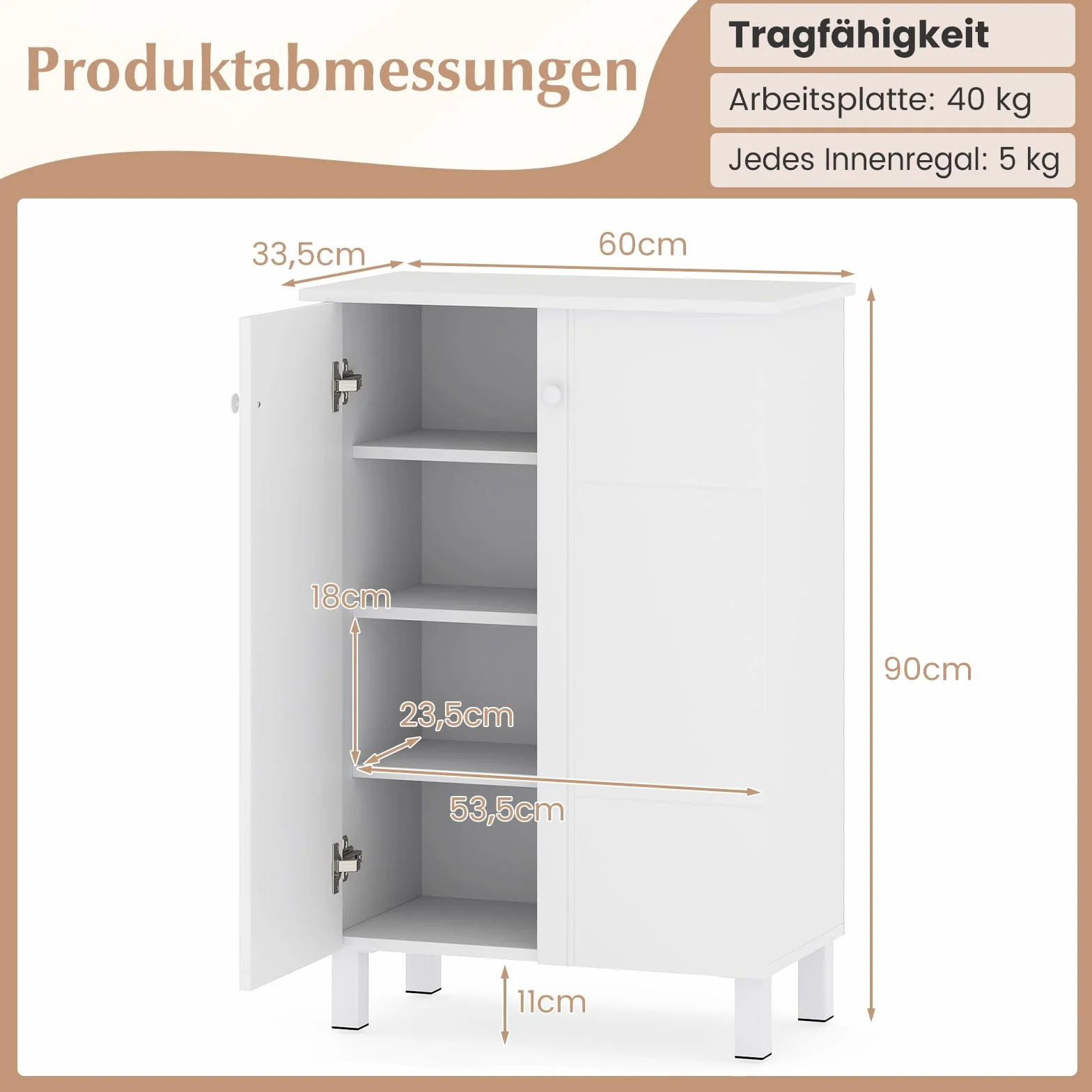 COSTWAY Szafka na buty 4-poziomowa drewniana biała 60x33,5x90 cm