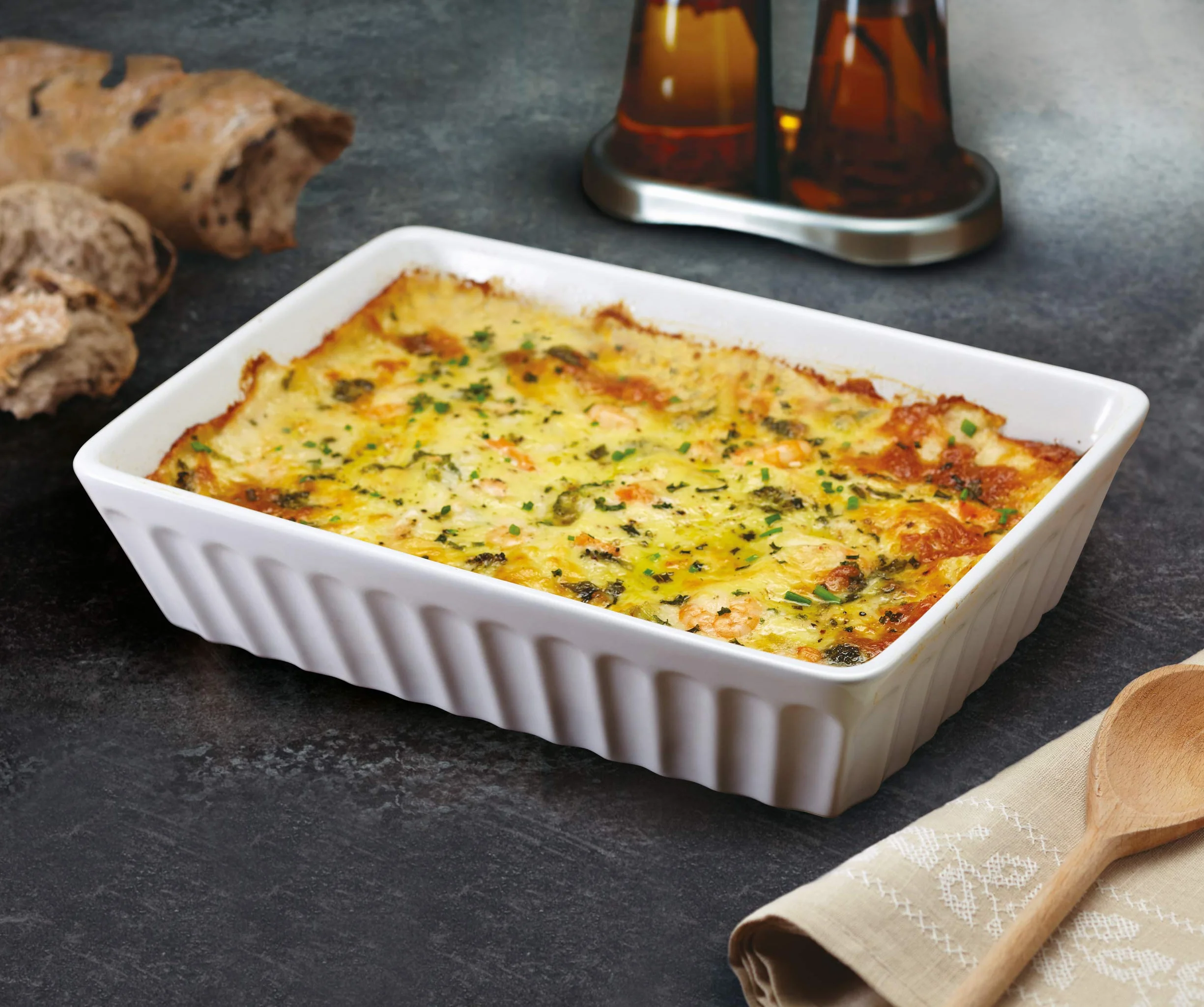 KitchenCraft Naczynie do Lasagne World of Flavours, Kamionka, 30 × 21 cm – Kolor Biały