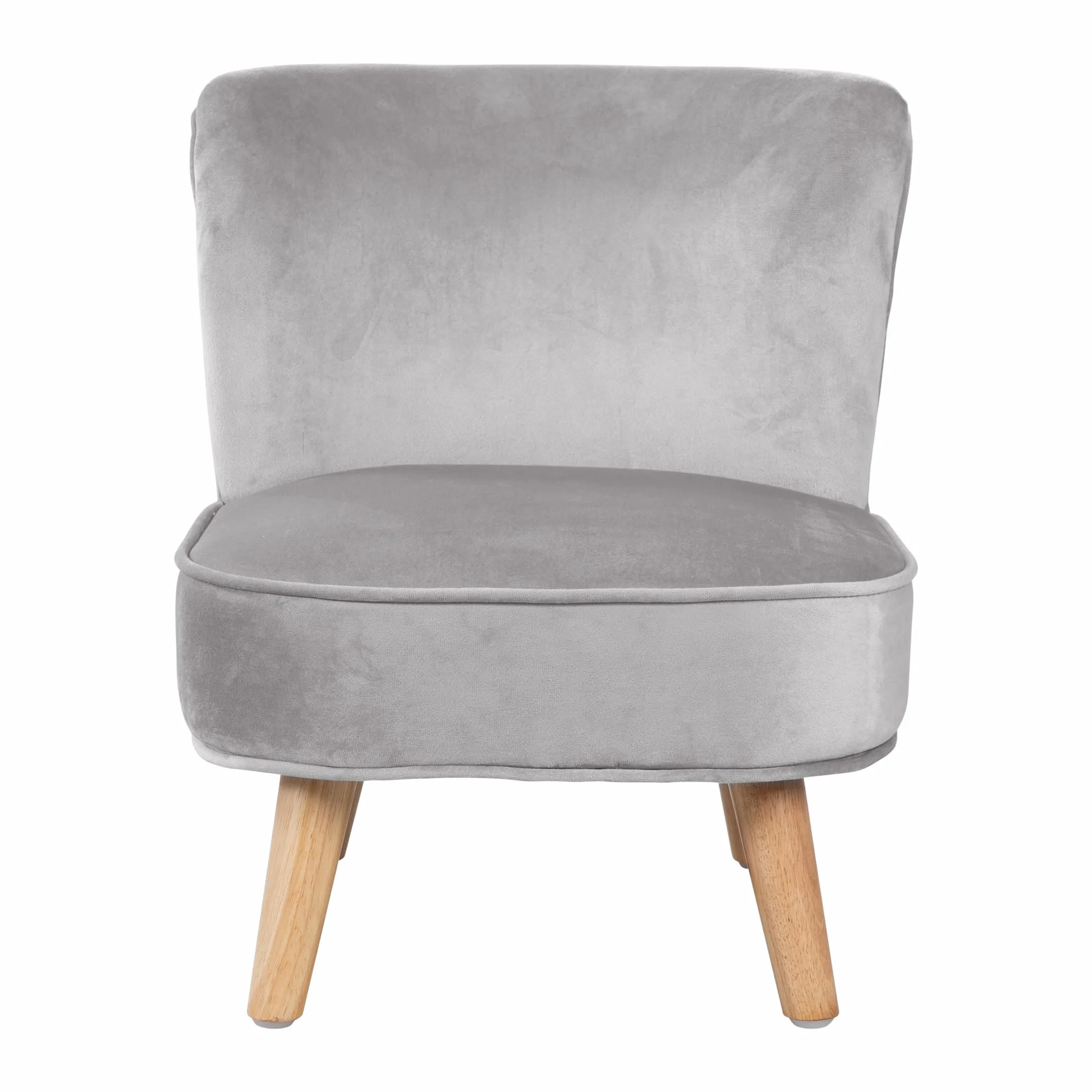 roba Fotel dziecięcy Lil Sofa - Wygodny fotel dla dziewcząt i chłopców - Stabilne drewniane nogi - Do pokoju niemowlęcego i dziecięcego - Materiał z weluru - Szary