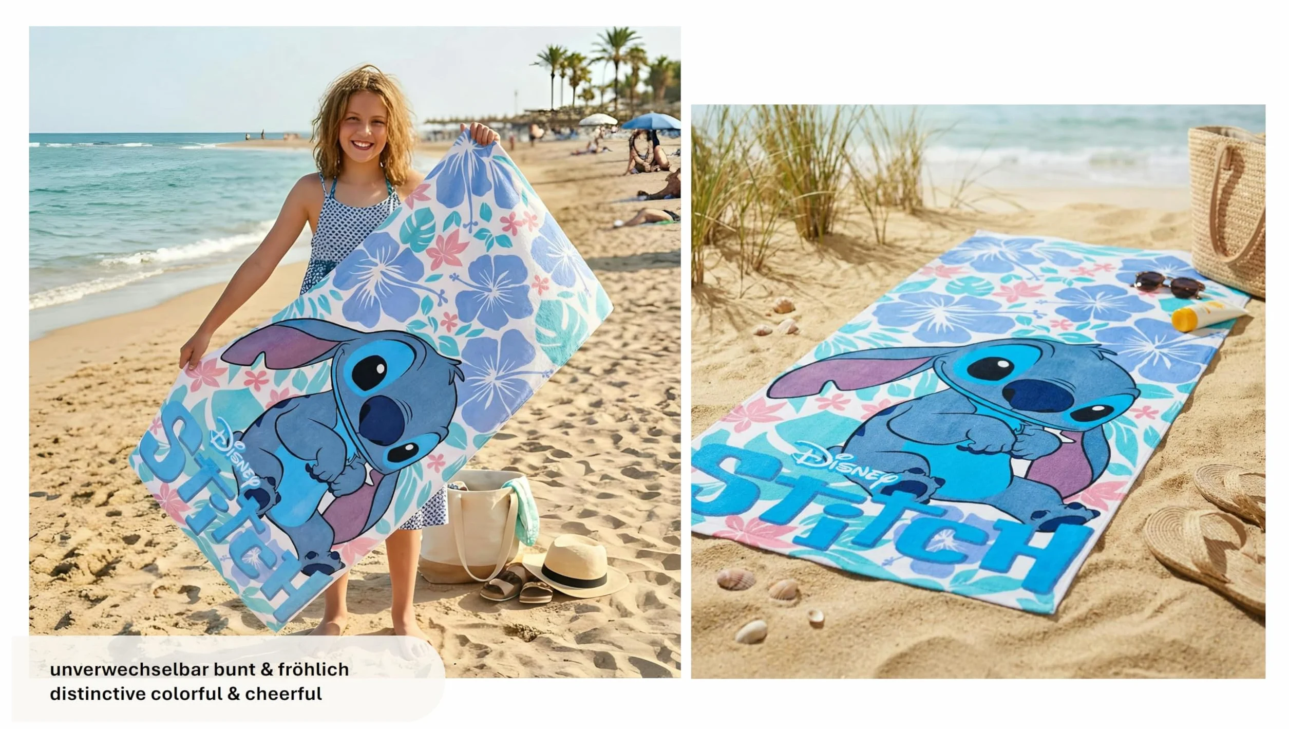 Theonoi Disney Lilo und Stitch dziecięcy ręcznik kąpielowy, ręcznik plażowy, 70 x 140 cm, 100% bawełna, dla chłopców i dziewczynek – standard Öko-Tex