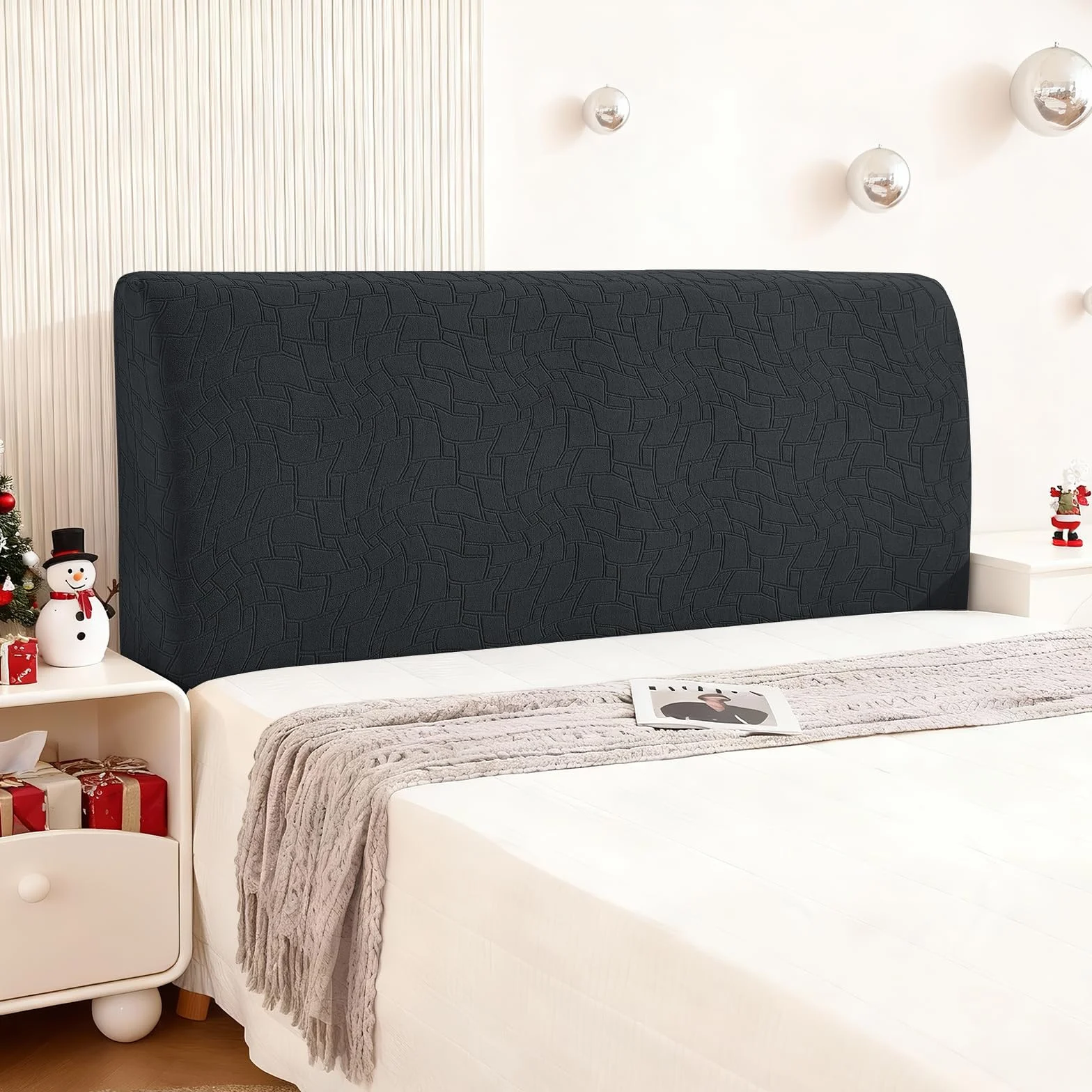 Ystyle Pokrowiec Na Zagłówek Łóżka, Odporny Na Kurz Headboard Slipcover, Rozciągliwy Pyłoszczelny Pokrowiec Ochronny Do Sypialni, Ochrona Pleców Do Deski Rozdzielczej (150CM, Ciemnoszary)