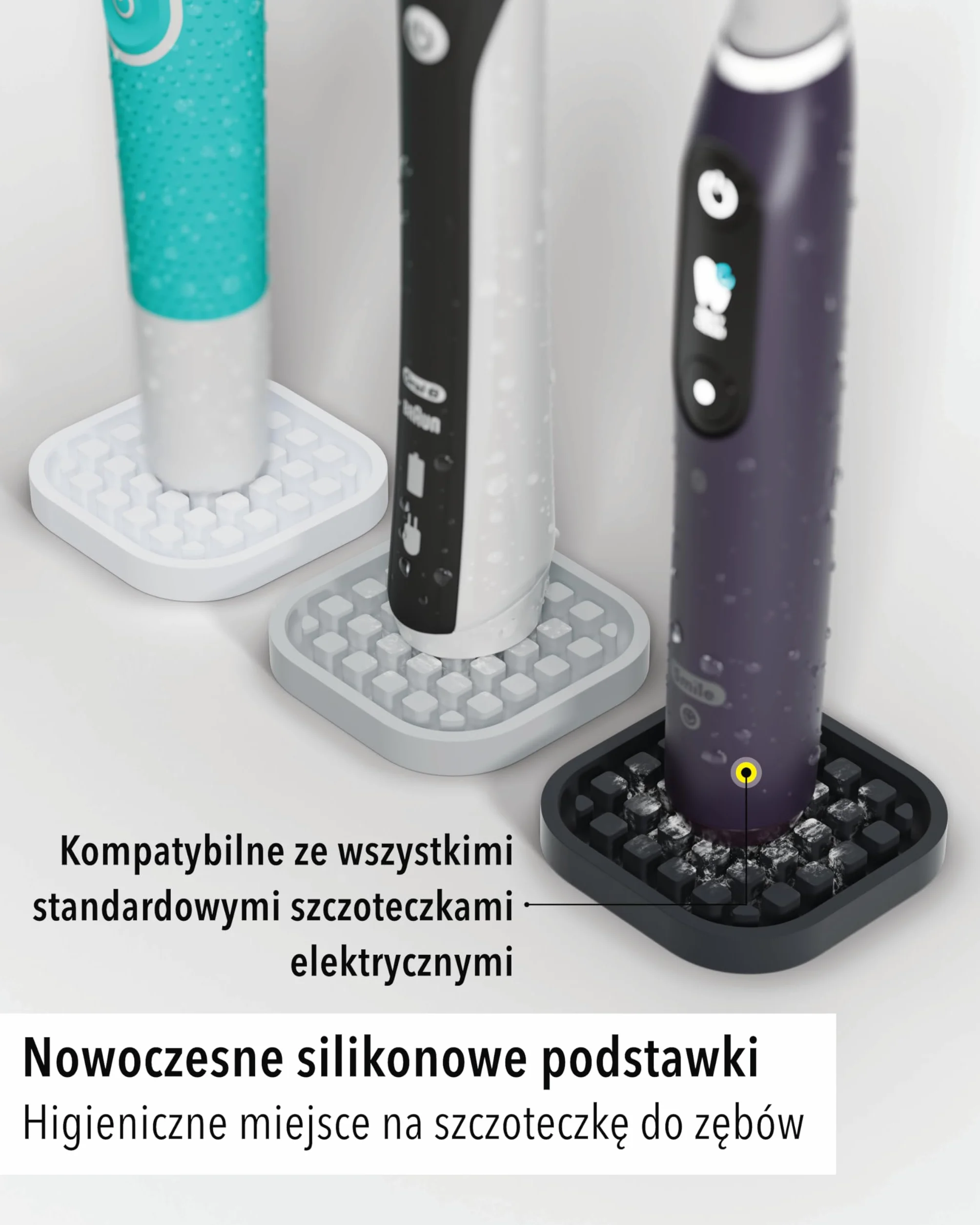 Zestaw 2 podstawek na szczoteczki elektryczne silikon spożywczy Biały