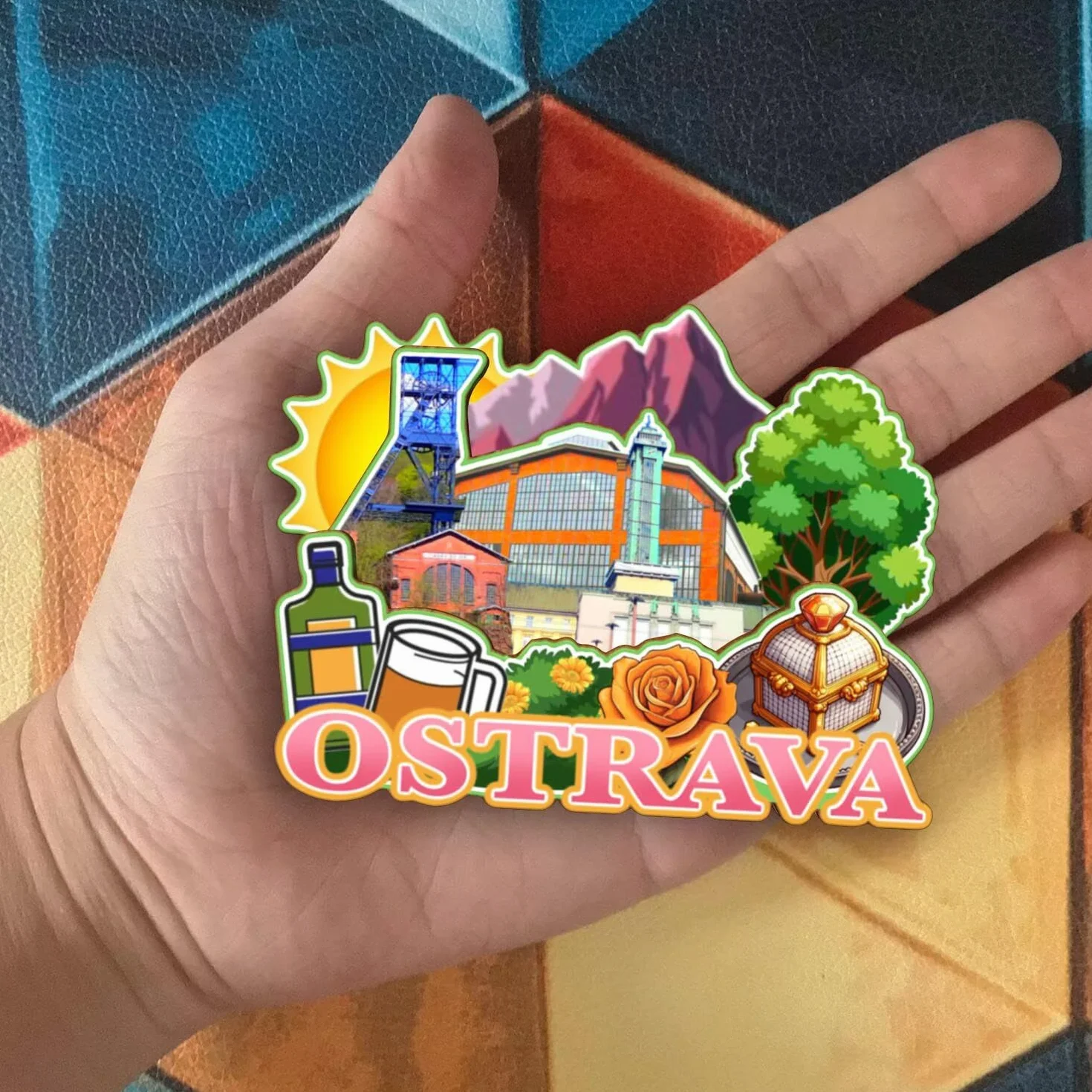 Magnes na lodówkę Ostrawa czeska lodówka magnes miasto podróże pamiątki turystyczne prezenty 3D klasyczne zabytki ręcznie robione rękodzieło dekoracja domu -2090