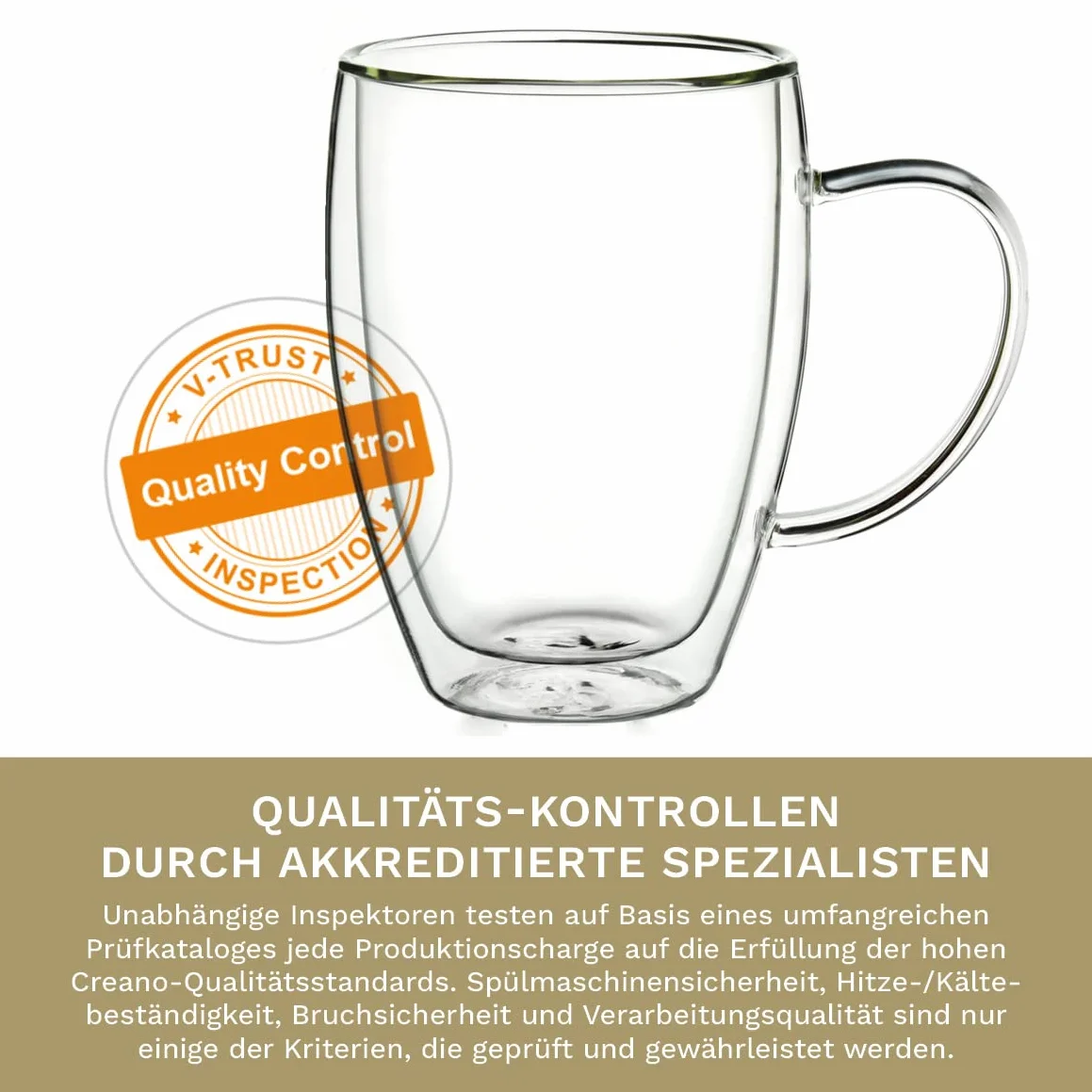 Creano Szklanki termiczne z podwójnymi ściankami, 400 ml, zestaw 8 sztuk, duże szklanki z podwójnymi ściankami, ze szkła borokrzemowego, szklanki do kawy, szklanki do herbaty, latte macchiato