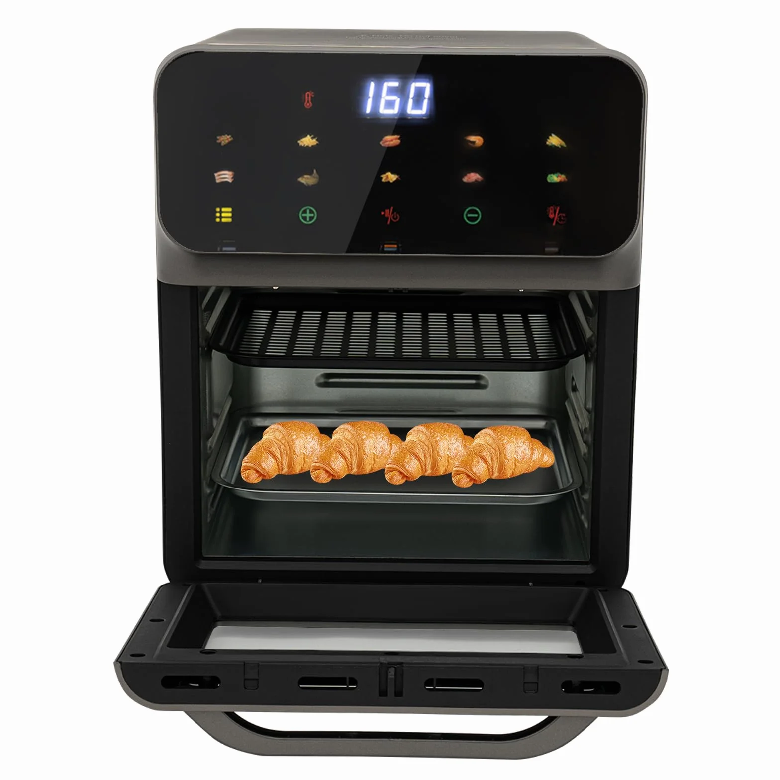 Mini piekarnik 13 l, piec do pizzy z termoobiegiem 3 w 1, piekarnik elektryczny do pieczenia i grillowania, z 2 blachami do pieczenia i 50 pojemnikami na ciasto, grzałka górna/dolna,