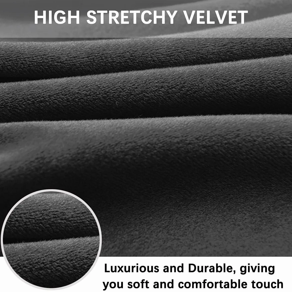High Stretch Bar Stool Cover Counter Stool Pub Velvet Chair Slipcover for Dining Room Cafe Barstool Slipcover Furniture Chair Seat Cover Non Slip with Elastic Bottom Set of 6, (Size : Black, Materia