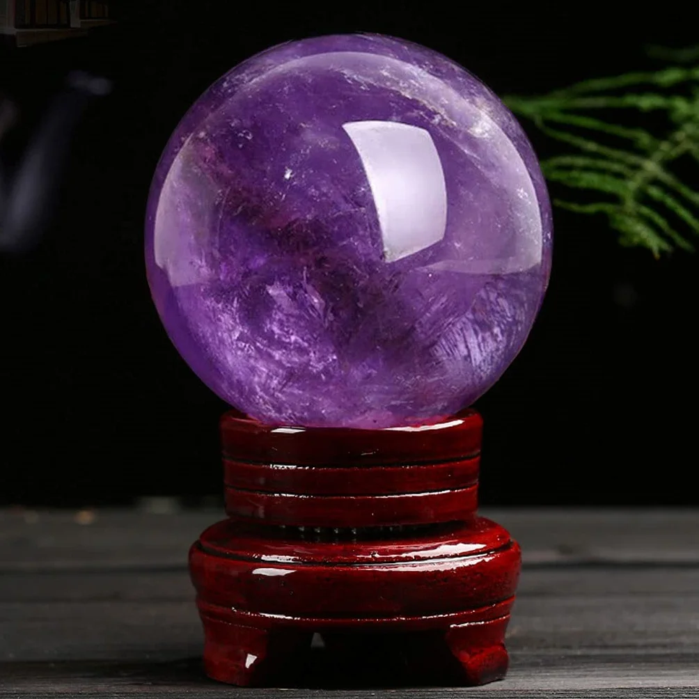 Wykwintny naturalny ametyst colly feng shui kryształowa kula na biurko ozdoby na biurko kryształowa kula biuro salon gabinet dekoracja do biura domowego biura (rozmiar: 2,36 cala)