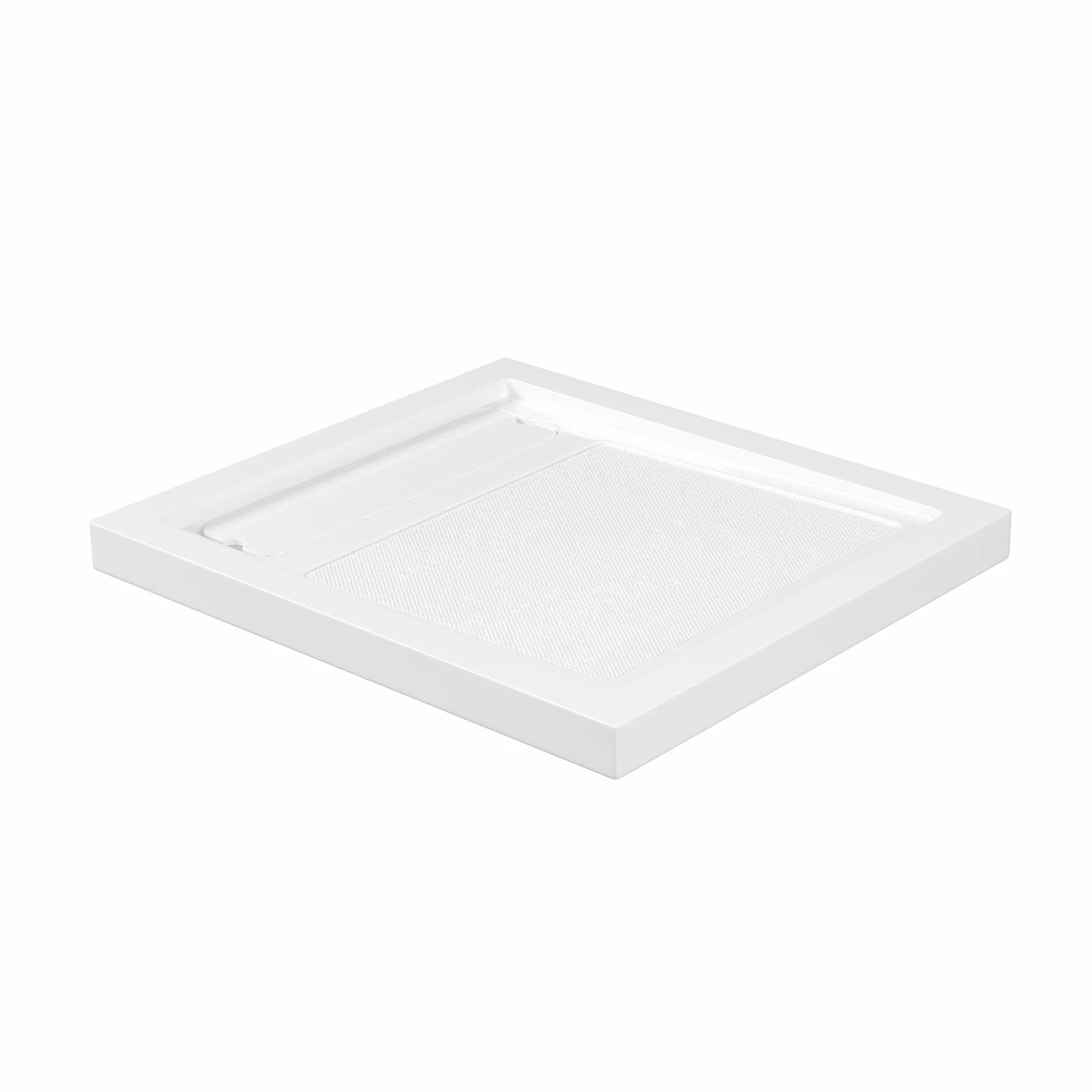 OVE Decors 81 cm szer. x 91 cm gł. podstawa prysznicowa prostokątna, ukryty odpływ boczny, biały akryl, odwracalna konstrukcja