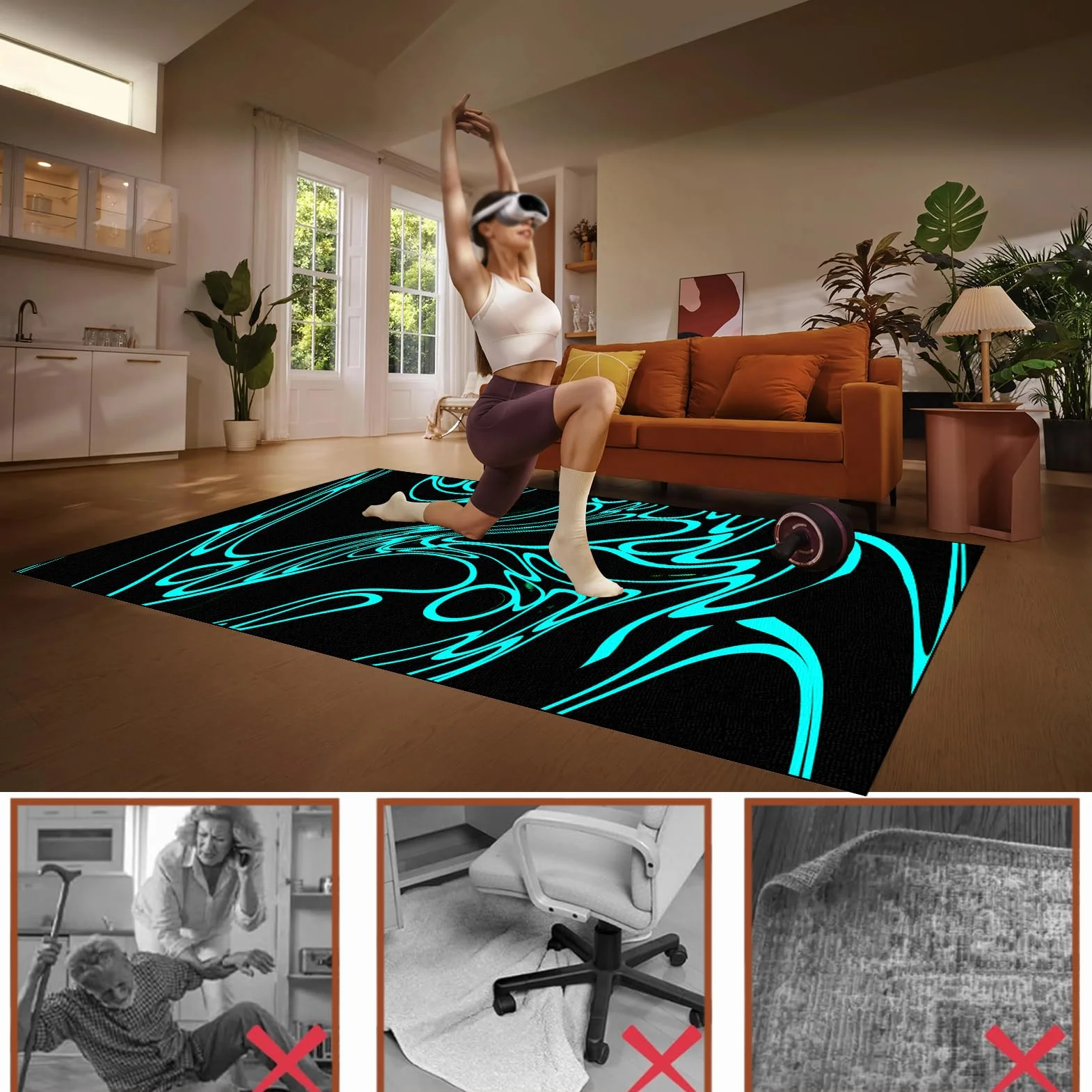 Dywan Krzesło Gamingowe, Ochraniacz Podłogi Wózki Inwalidzkie Biuro, Mata Ochronna Na Podłogi, Antypoślizgowa Mata Do Komputera Do Gier Podłogowych 120 x 140 cm