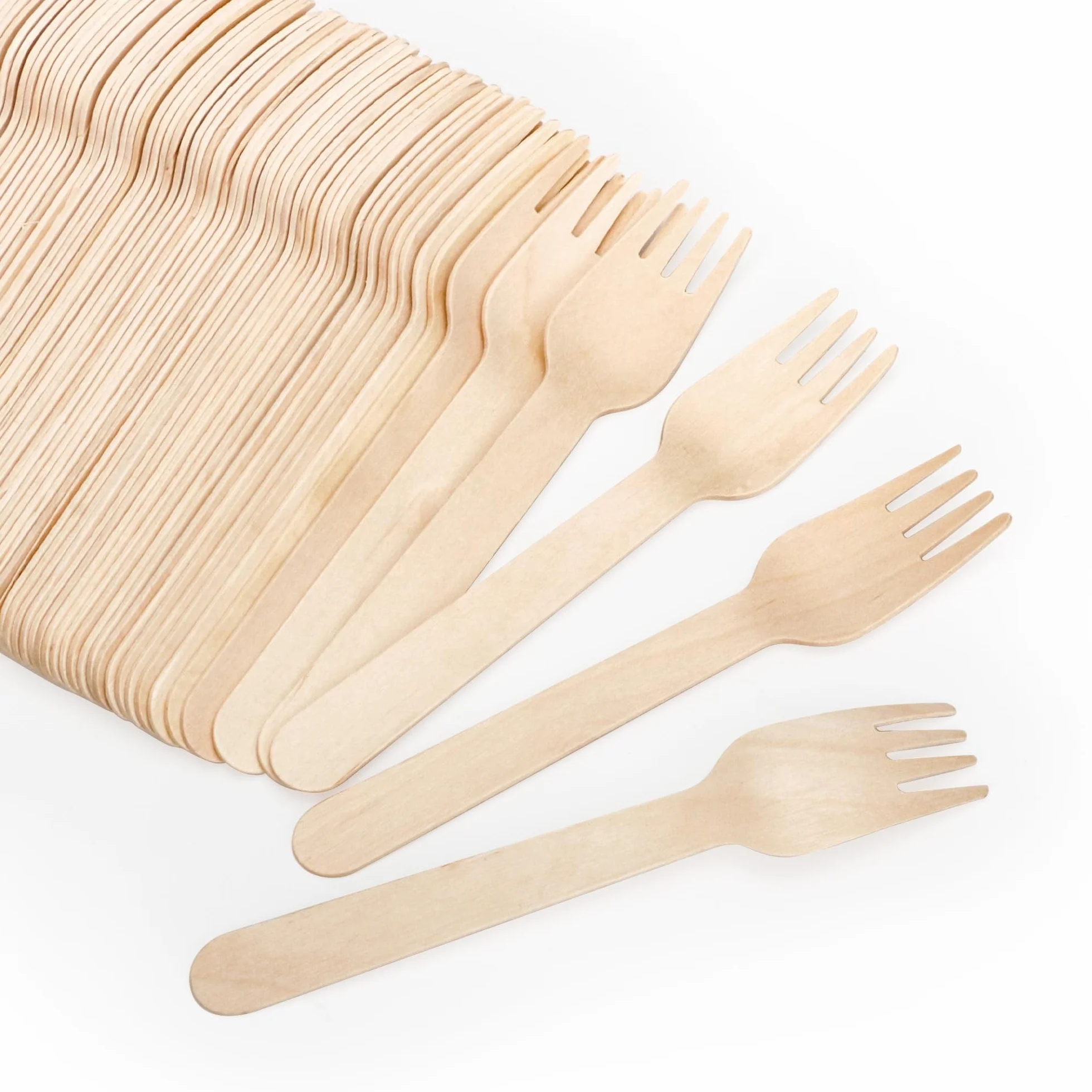 EXZACT Jednorazowe drewniane widelce 150 sztuk - nadające się do recyklingu - drewniane widelce na sztućce x 150, kemping, podróże i grill