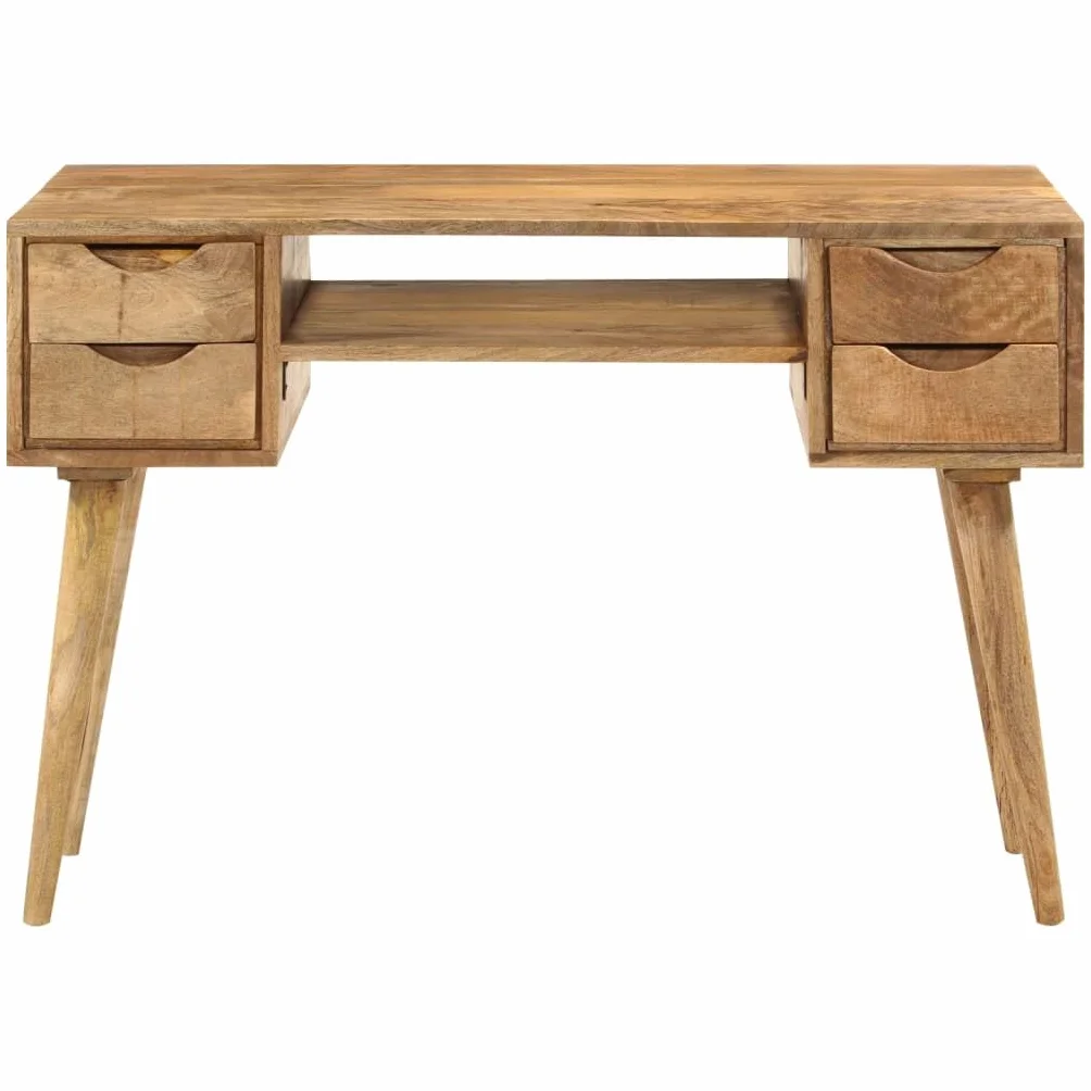 Homgoday Biurko z szufladami 110 x 47 x 76 cm z litego drewna mango, meble biurkowe, biurko, biurko komputerowe, biurko zajmujące mało miejsca, stół biurkowy, biurko do gier do pokoju dziecięcego