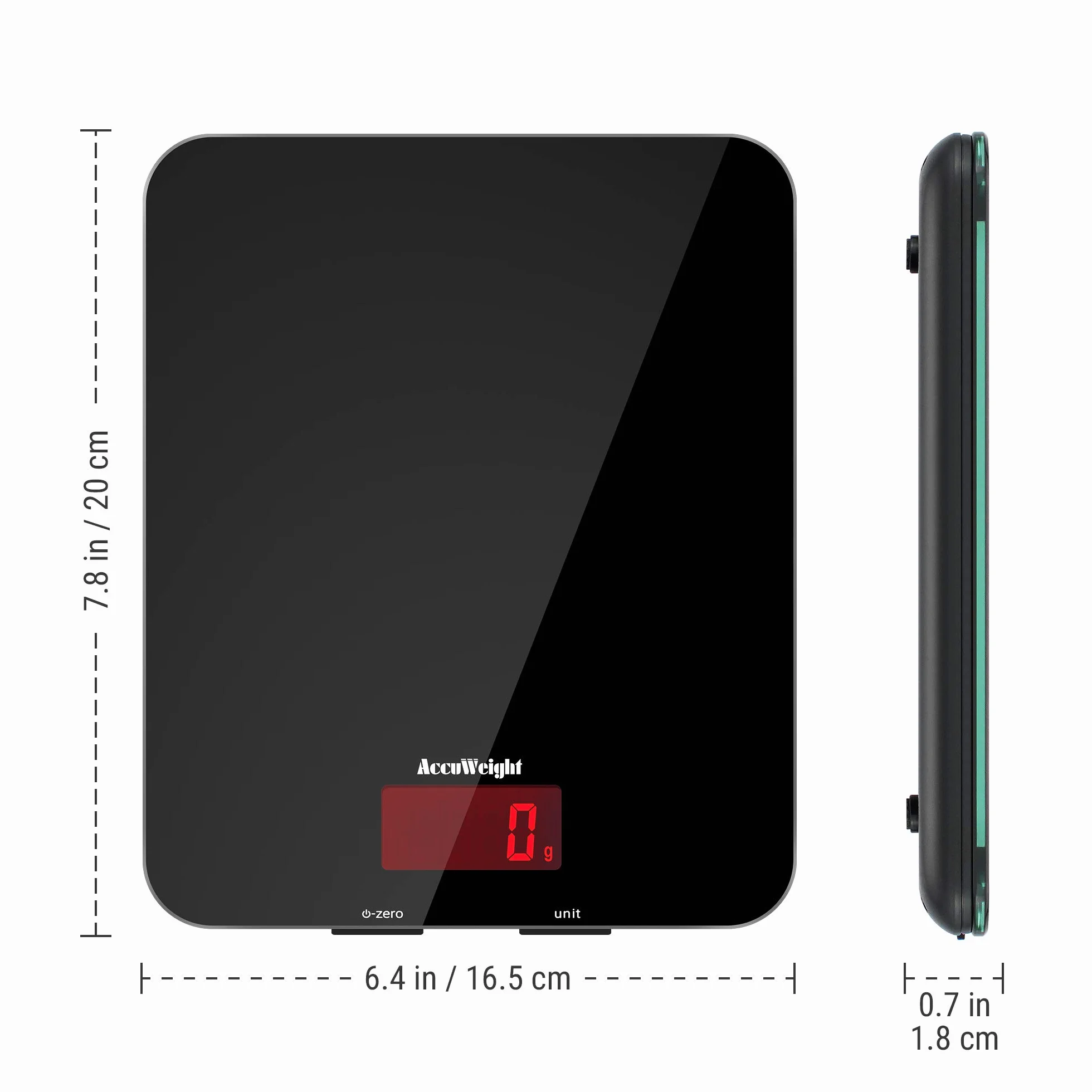 ACCUWEIGHT cyfrowa waga kuchenna ze szkła hartowanego, z wyświetlaczem LCD i dużą powierzchnią ważenia maks. 5 kg, dokładność 1 g, kolor czarny, funkcja tarowania