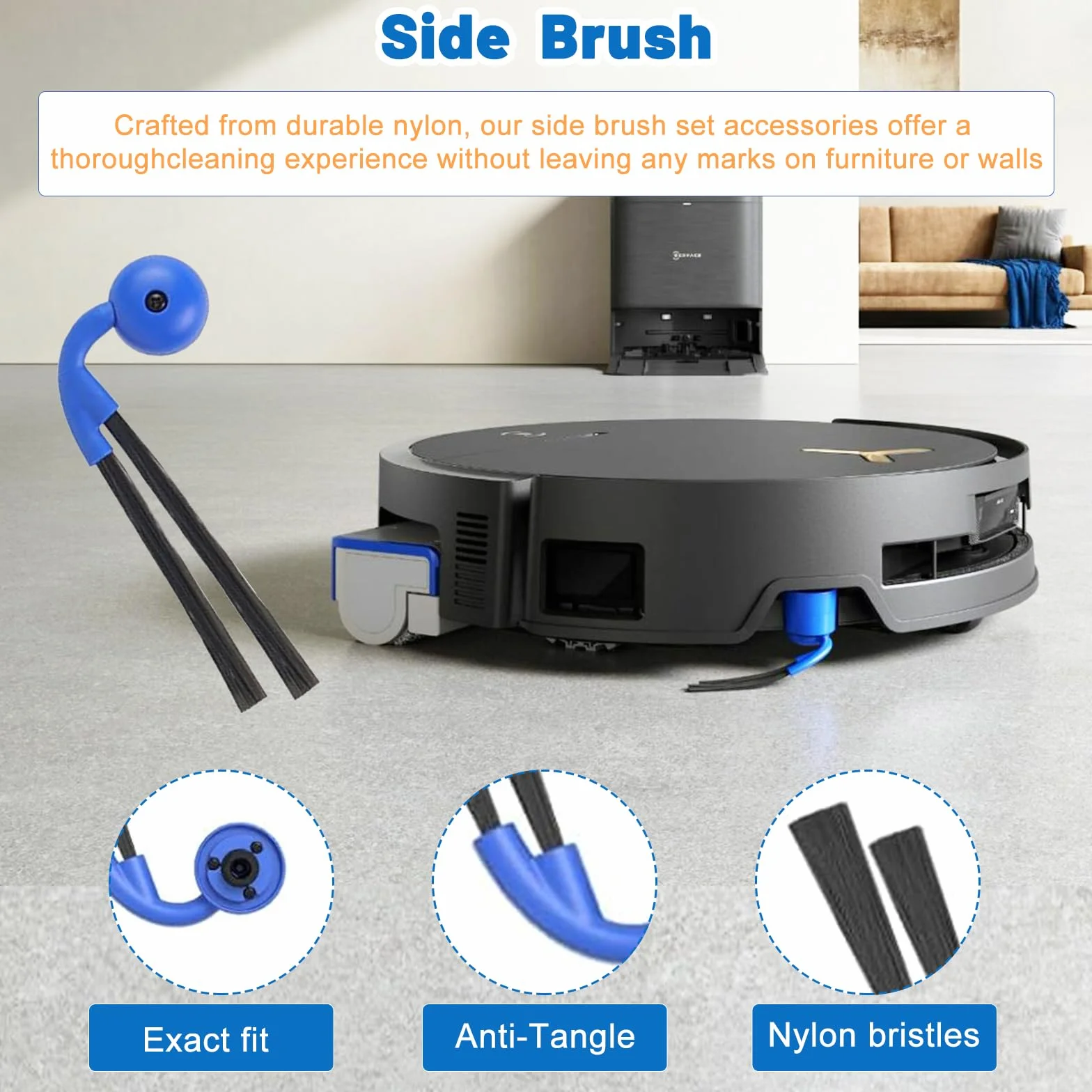 Szczotka boczna do Ecovacs Deebot X9 Pro Omni Robot Odkurzacz Części Zamienne, X9 Pro Omni - 6 sztuk