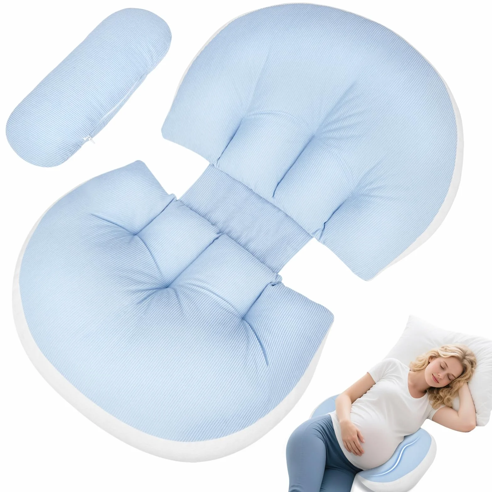 Pregnancy Pillow for Sleeping, do spania na bóle pleców, regulowana i przenośna poduszka do ciała dla kobiet i osób śpiących na boku
