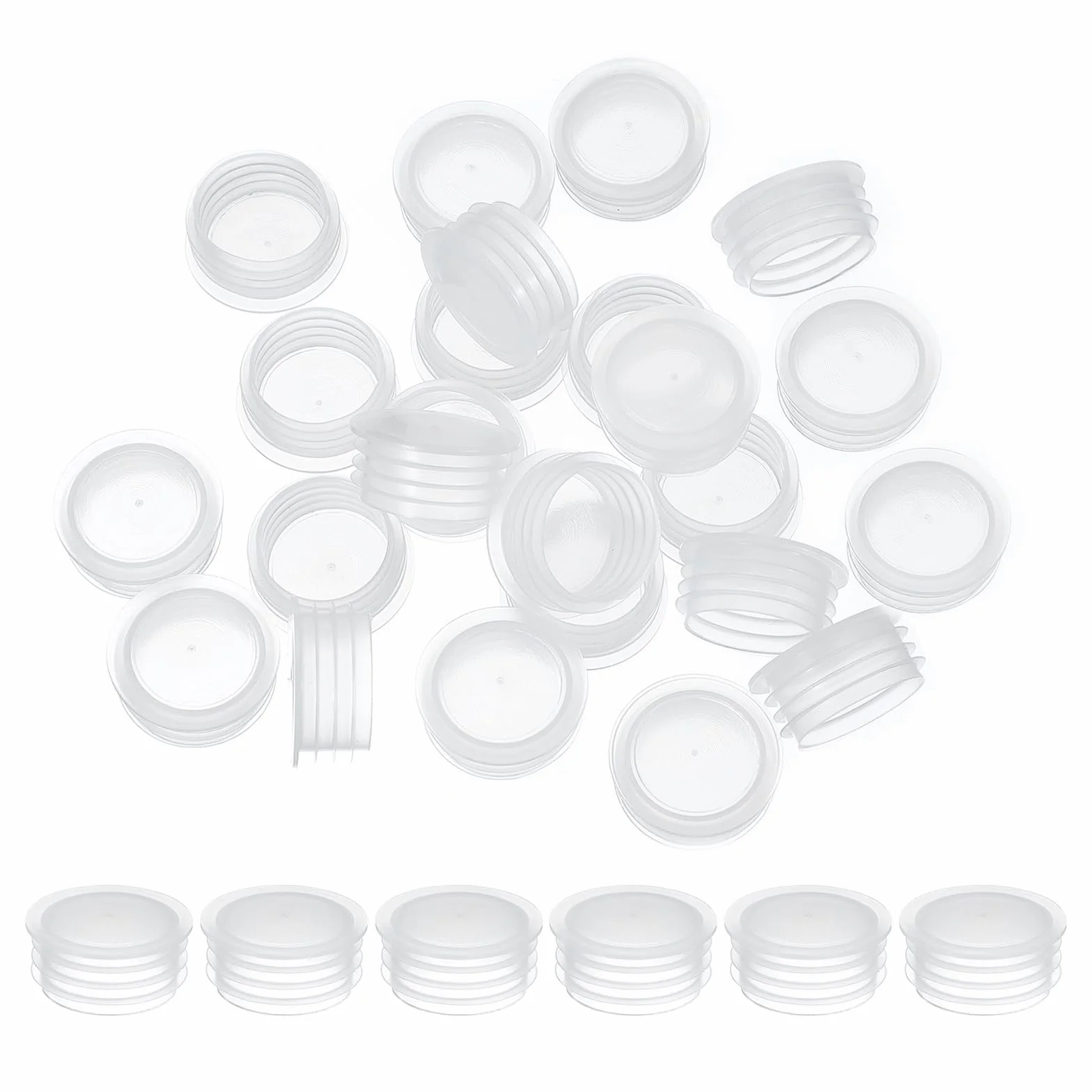 PATIKIL Korki do solniczki i pieprzniczki, 20 mm, 50 szt., plastikowe zatyczki do solniczki wielokrotnego użytku, przezroczysta, okrągła zaślepka do doniczek, butelek, rur