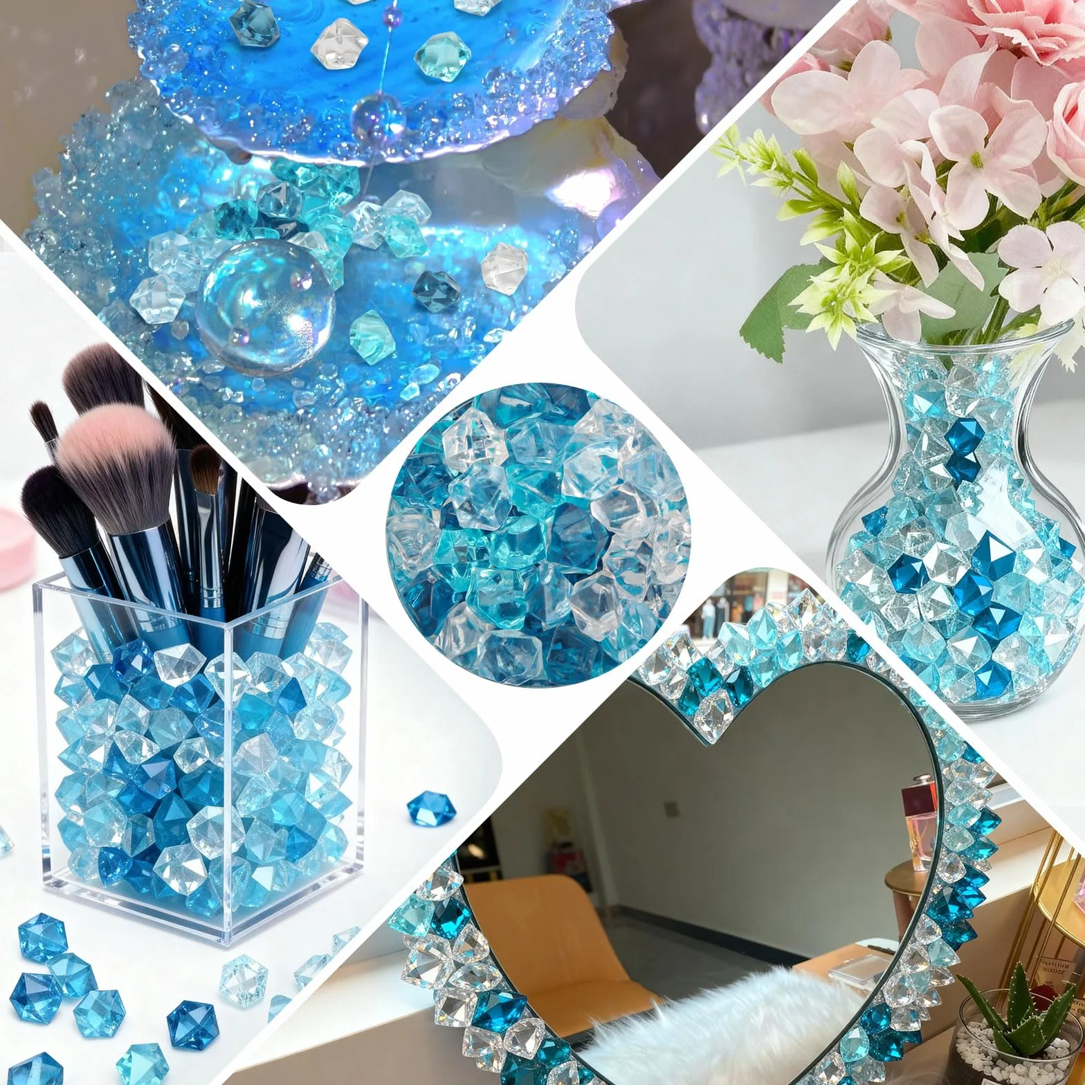 750 szt. plastikowe diamenty, kamienie szlachetne, luzem, bez otworów, klejnoty, skarb, dzieci, duże, dekoracyjne kamienie szlachetne, akrylowe, do majsterkowania, dekoracji