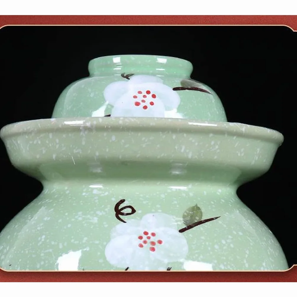 pojemnik do fermentacji. Różowy tradycyjny chiński porcelanowy ceramiczny garnek do fermentacji garnek do marynowania, słoik do fermentacji z uszczelką wodną pokrywka śluzy kamionka(1.25KG)