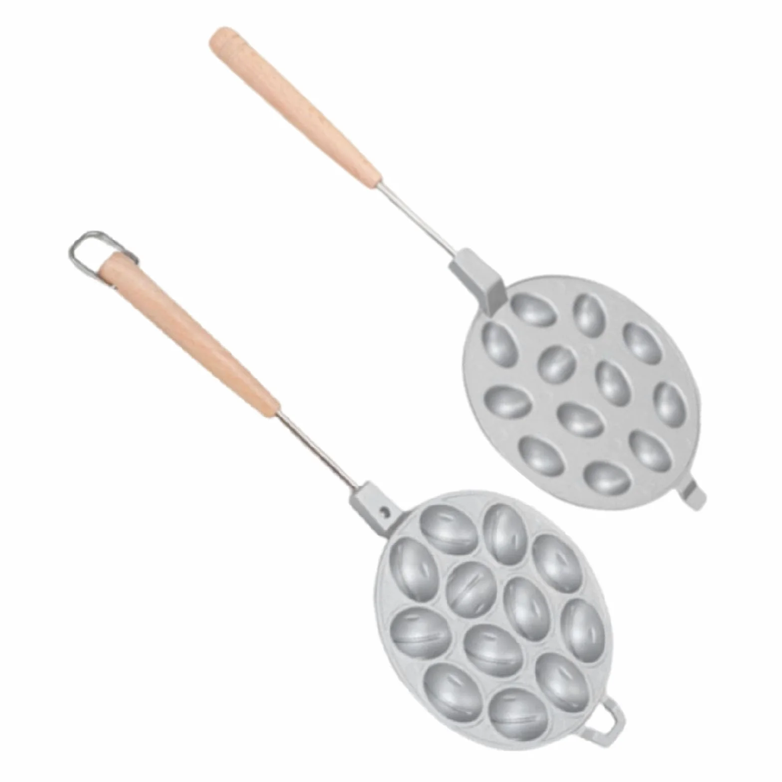 Urządzenie do pieczenia ciasteczek z orzechami włoskimi Nieprzywierające narzędzie do pieczenia ciasteczek z owalnymi orzechami i drewnianą rączką (12 otworów)