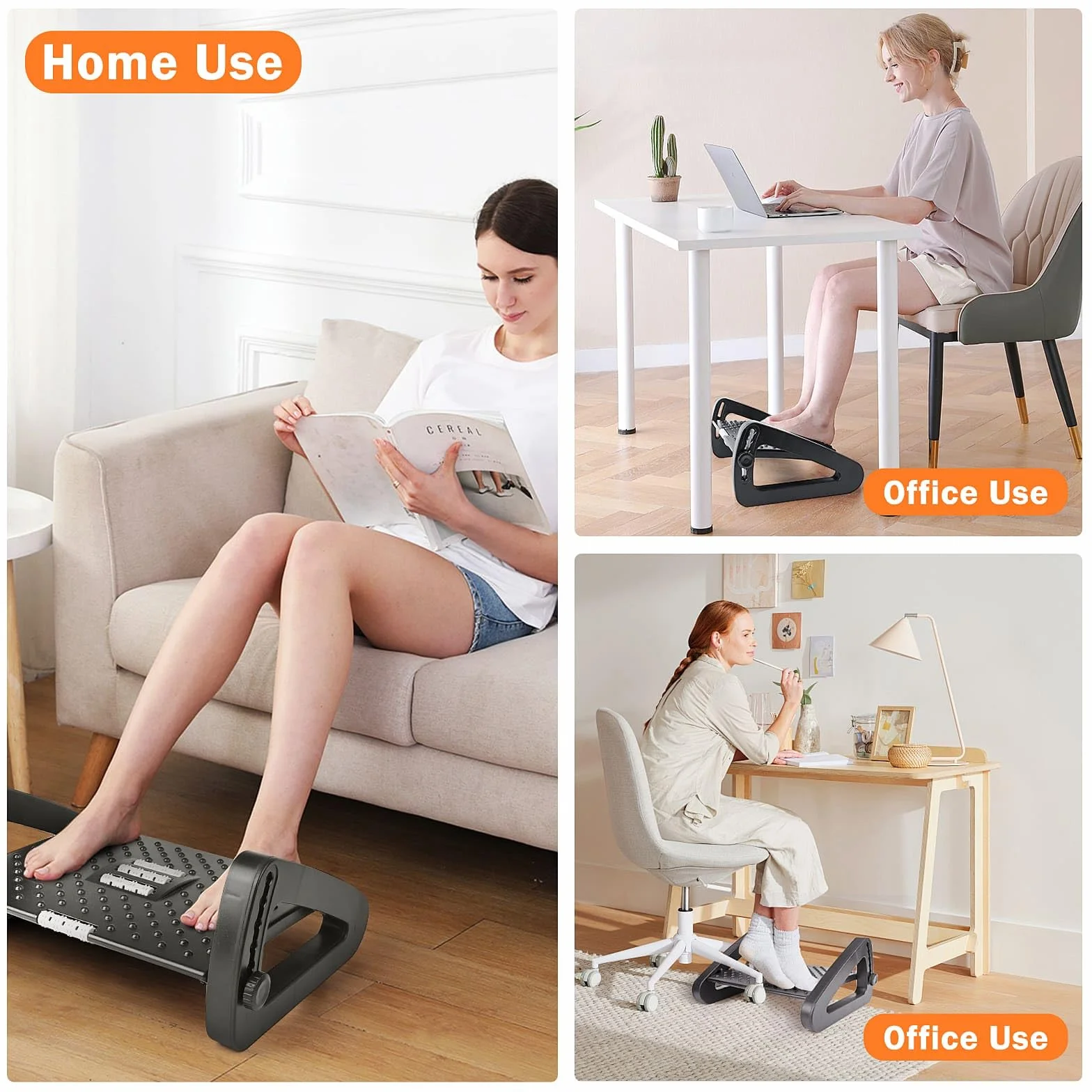 Ergonomiczny podnóżek do biurka: podnóżek z regulacją wysokości, relaks dla nóg i kolan, podnóżek z funkcją masażu, idealny do biura i prac domowych