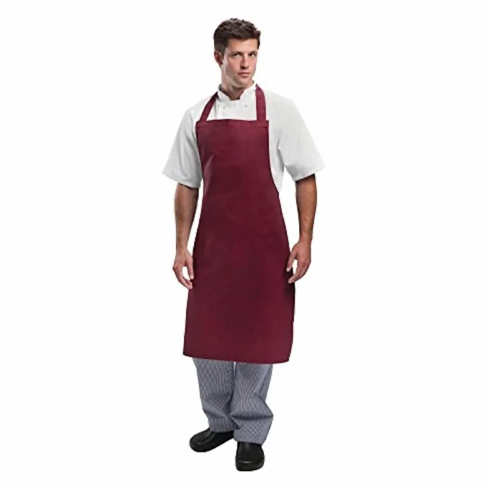 Whites Chefs odzież fartuch bawełna bordowy kuchnia catering gotowanie