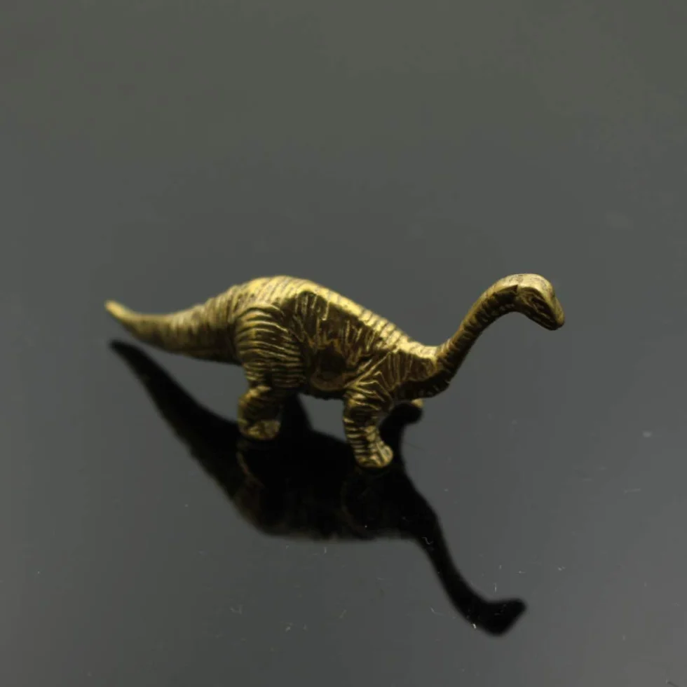 Mosiądz jurajski dinozaur mini ozdoby na biurko do salonu miedziana statua dinozaury zwierzę rzeźba herbata zwierzę domowe dekoracja figurki prezenty