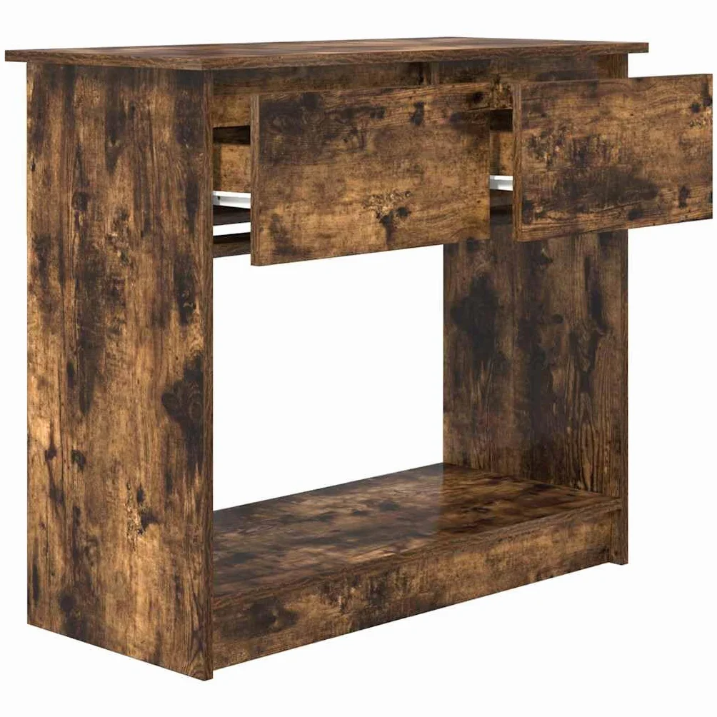 Générique Konsola stołowa z szufladami Chene Dym 85,5x38,5x74,5 cm | Stabilne drewno konstrukcyjne, gładka powierzchnia, łatwe czyszczenie, wszechstronne przechowywanie