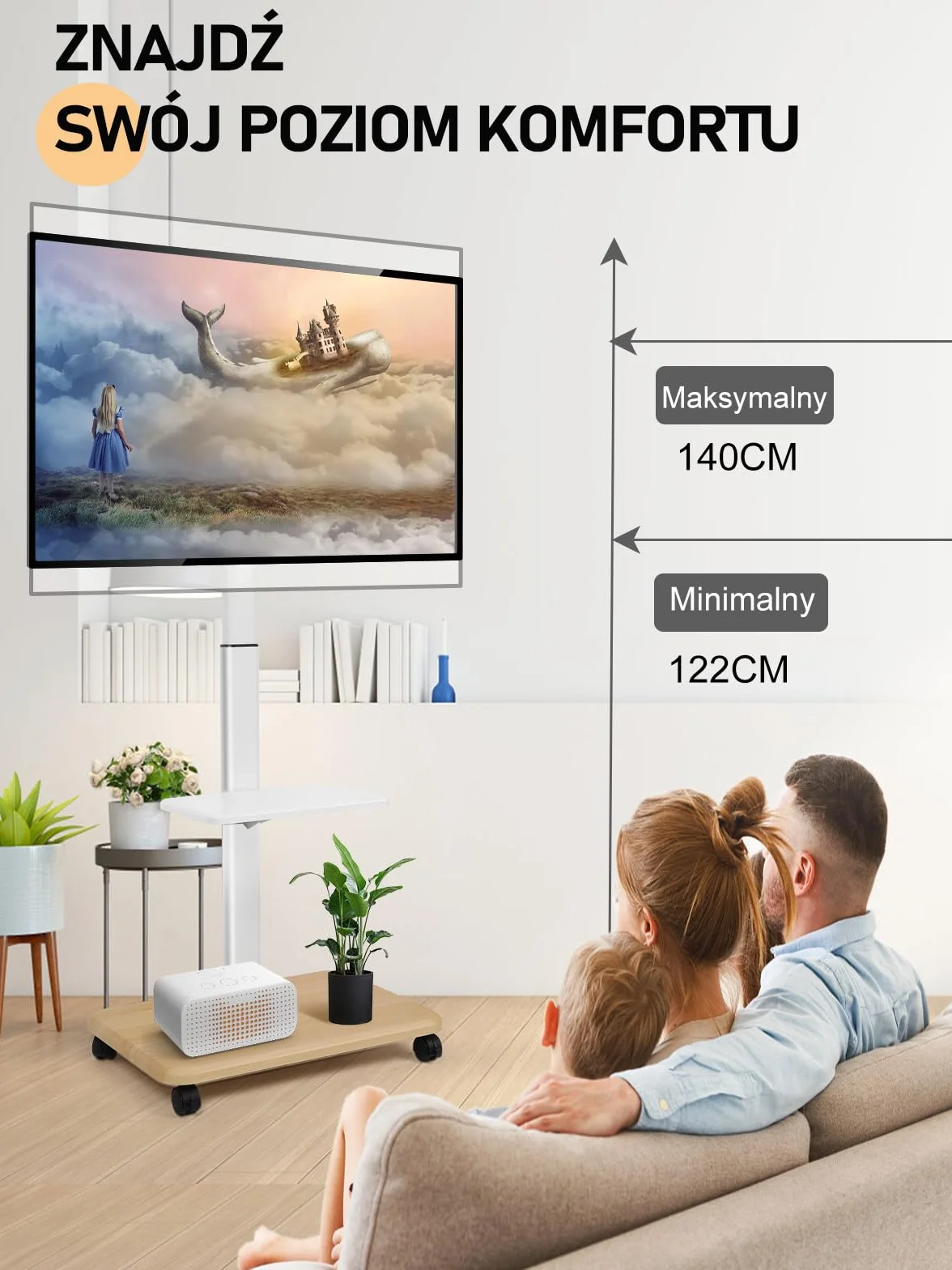 Mobilny stojak na telewizor 32-70 cali LED/LCD/OLED na kółkach do 45 kg