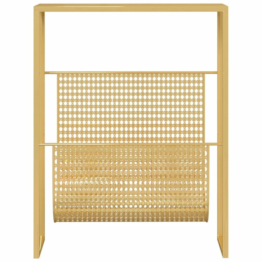 Generisch Stojak na czasopisma Golden 35 x 15 x 45 cm stal | Stabilny, trwały, dużo miejsca na książki, blat stołu do dekoracji, do biura, salonu, sypialni