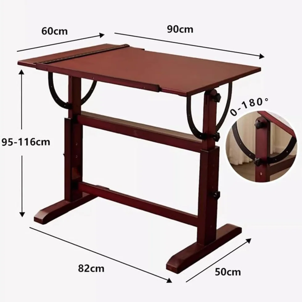Extra Lar regulowany drewniany stół kreślarski i rzemiosło artystyczne biurko wysokość i kąt nachylenia design przestronny blat z kwadratową linijką w kształcie litery T do malowania i pisania