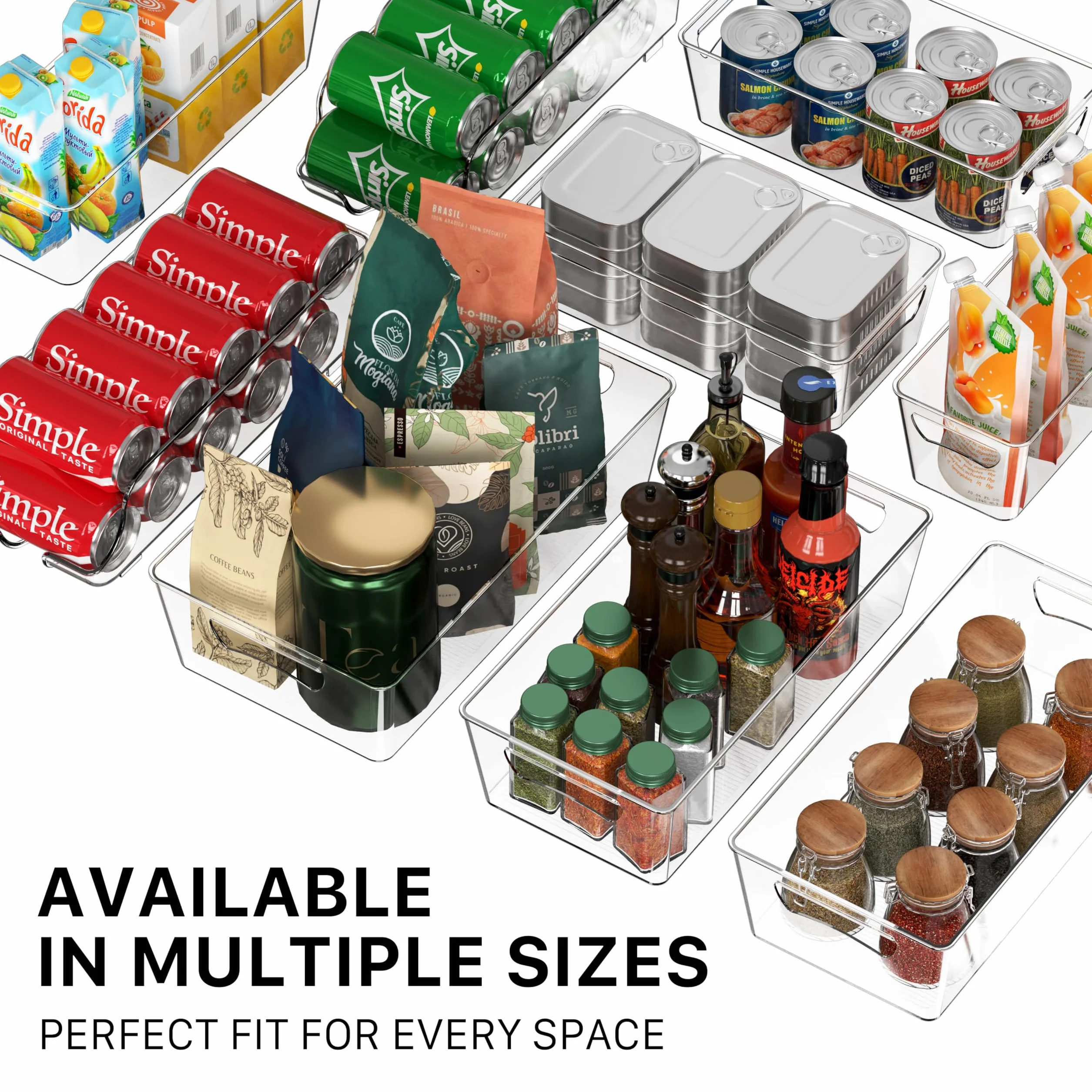 Simple Houseware 4-pak organizer na kosz kuchenny w rozmiarze XL, 38 x 21 x 9,5 cm, przezroczysty
