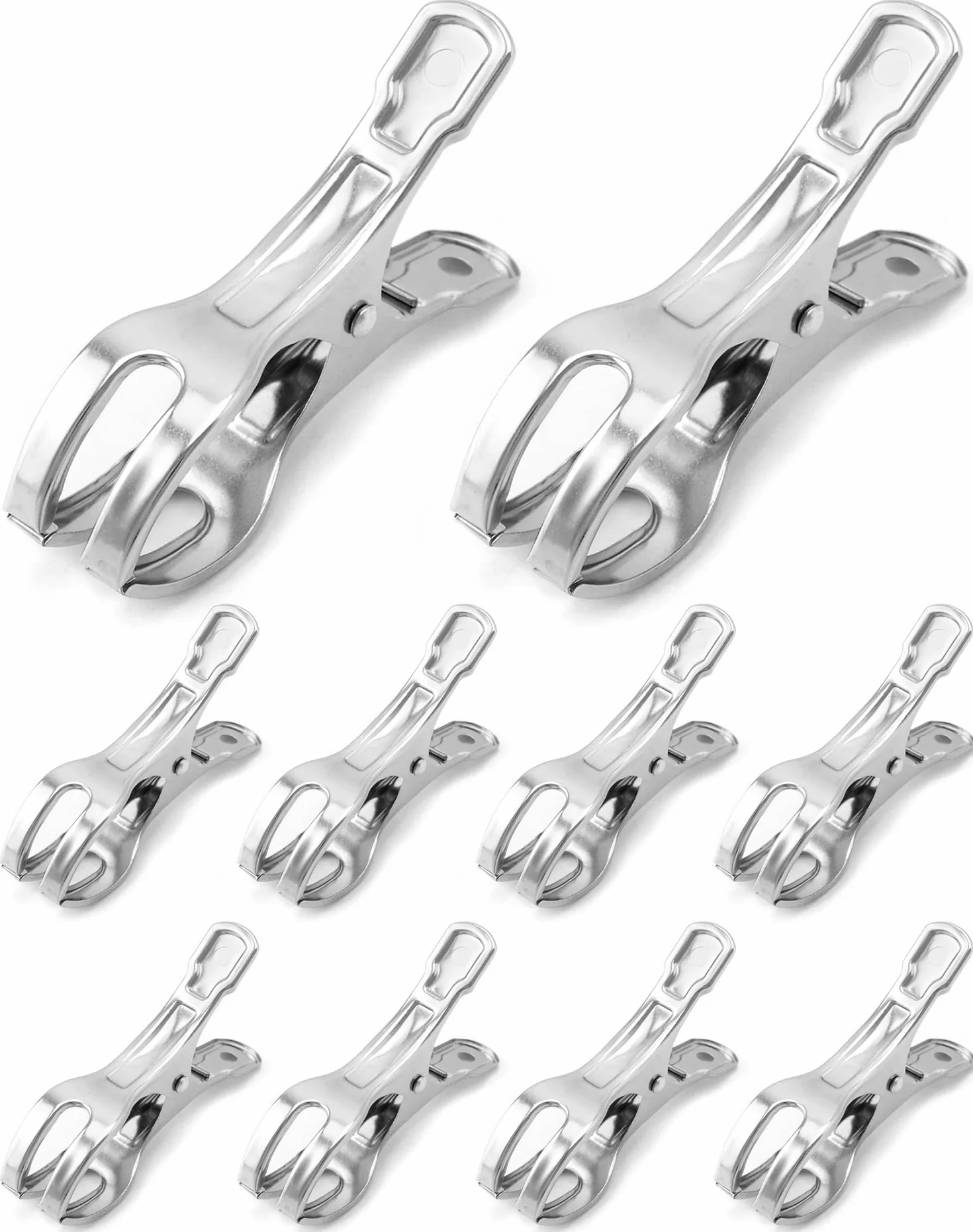QWORK® 10 Pack Klipsy na ręczniki ze stali nierdzewnej Odporne na wiatr Duże klipsy sprężynowe do ręczników plażowych, ręczników kąpielowych, prześcieradeł i grubych ubrań (11 cm)