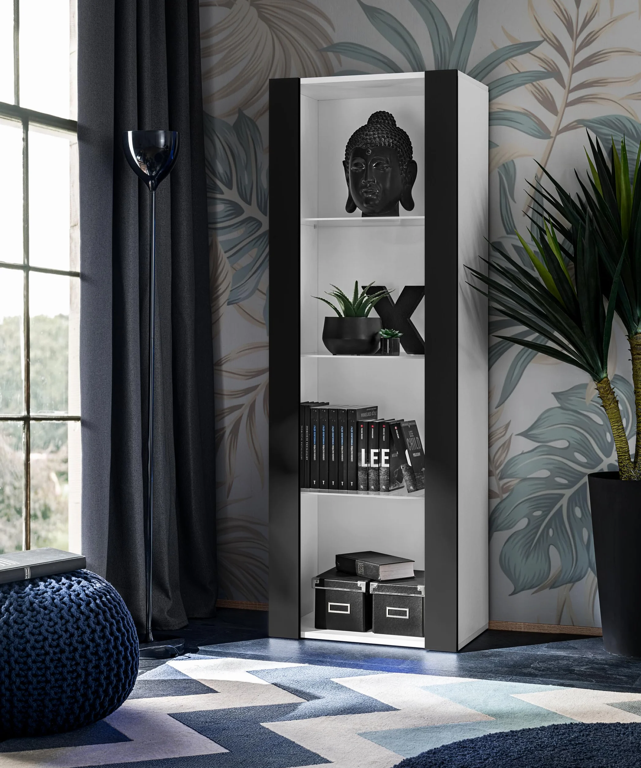 Komoda Tivoli Biały/Czarny 55x159x35 cm 3 Półki