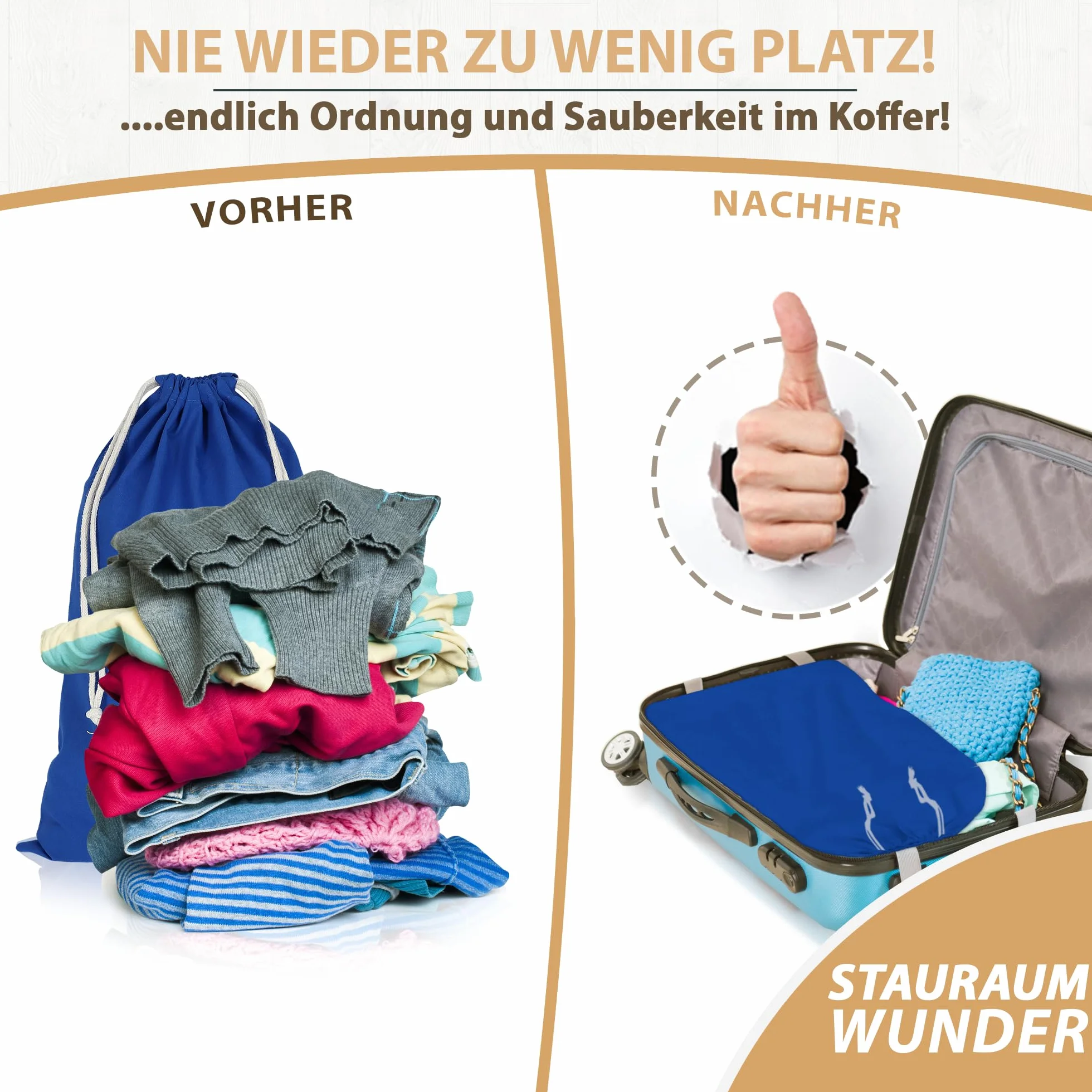 ELES VIDA® - Worki na pranie 50 x 75 cm ze 100% bawełny – bardzo duże worki na pranie – trwałe, ze sznurkiem, podróżny kosz na pranie, do przechowywania w kolorze niebieskim, 50 x 75 cm, 2 sztuki