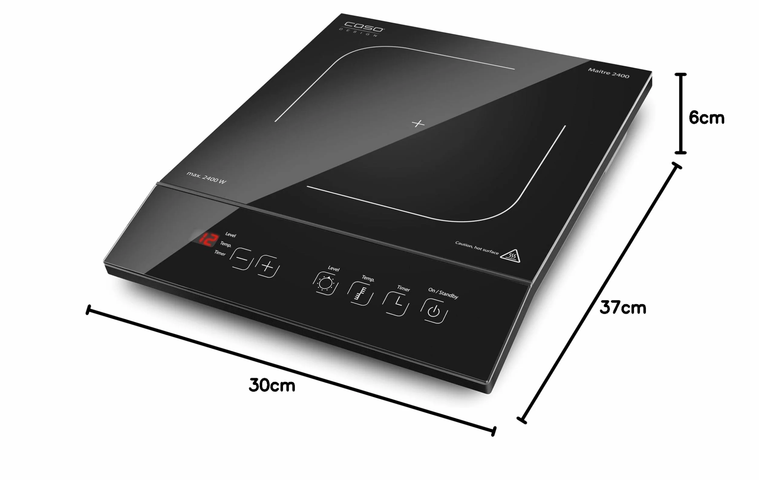 CASO Maitre 2400 mobilna płyta indukcyjna 2400 W SmartControl 12 poziomów 60-240°C timer 180 min garnki 26 cm ceramika szklana